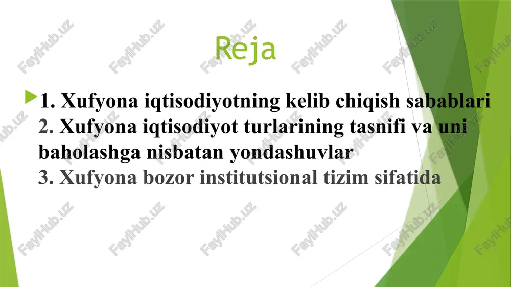 huquqlarining oshkora va xufyona tizimlari amalga oshirilishiga ko‘plab misollar mavjud. ma’muriy-buyruqbozlik iqtisodiyotida, qonunda mustahkamlangan «mulkchilikning umumxalq xususiyati»ga qaramasdan, asosiy huquqlar ham partiyaviy, ham ma’muriy (vazirliklar, yuqori tashkilotlar) buyurokratiya qo‘lida edi. tegishlicha savdolar va bitimlar shaklini hosil qilgan nizolarni hal etishning muqobil mexanizmlari ham mavjud edi, bunda almashuv predmeti sifatida nafaqat tovarlar va xizmatlar, balki «jamiyatdagi mavqe, hokimiyat va bo‘ysunish, qonunlar va ularni buzish huquqi» va hatto ishlab chiqarish davlat rejalari ham ishtirok etgan. perulik olim ernando de soto tadqiqotlarida lotin amerikasi mamlakatlari misolida xufyona iqtisodiyot masalalari jiddiy tahlil etilgan. ularda davlat sud-huquq tizimi va u himoya qiladigan mulkchilik huquqlari almashuvlarning faqat kichik bir qismi mexanizmini shakllantiradi. ularda – chakana savdo, jamoat transporti, qurilish kabi iqtisodiyotning bir qator sektorlari faoliyati mulkchilik huquqlarining xufyona tizimiga asoslanadi. masalan, peru poytaxti lima shahrida yangi ko‘p qavatli turar joy binosini qurish meriyadan ruxsat olishdan emas, balki birinchilik tamoyili bo‘yicha qurilish uchun uchastkani egallab olishdan boshlanadi. …