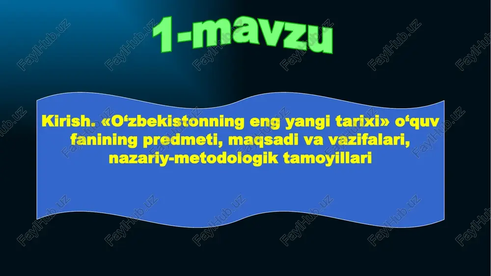 tining tanazzulga yuz tutishi kabi tarixiy voqealarni o‘z ichiga oladi. birinchi davr o‘z navbatida quyidagi bosqichlardan iborat: ikkinchi bosqich — 1991-yildan 2000-yilga qadir bo‘lgan davr. bu davrda milliy davlatchilik asoslari va ijtimoiy yo‘naltirilgan bozor iqtisodiyotini yuzaga keltirishga qaratilgan o‘tish davrining dastlabki islohotlar jarayoniga ilk qadamlar qo‘yildi. demokratik an’analar asosida yangi davlat boshqaruv tizimi – qonun chiqaruvchi, ijro etuvchi va sud hokimiyati tashkil etildi, hamda fuqarolik jamiyati asoslari yaratildi, erkin bozor iqtisodiyotiga o‘tila boshlandi. uchinchi bosqich — 2000 – 2010-yillar. 2000-yildan mamlakatda faol demokratik yangilanish va modernizatsiyalash jarayonlari kuzatildi. shu davrdan asosiy vazifasi qilib kuchli davlatdan – kuchli fuqarolik jamiyatiga bosqichmabosqich o‘tish vazifasi qo‘yildi. natijada mamlakatning siyosiy va iqtisodiy hayotida demokratlashtirish va liberallashtirish jarayonlari chuqurlashdi, inson haq-huquqlari va erkinliklarini himoya qiluvchi mustaqil sud tizimi mustahkamlandi, fuqarolik jamiyati asoslari rivojlandi. to‘rtinchi bosqich — 2010 – 2016-yillar. 2010-yildan demokratik islohotlar va mamlakatni modernizatsiyalash jarayonini yanada chuqurlashtirish masalasi ilgari surildi. uning boshlanishi o‘zbekistonning birinchi …