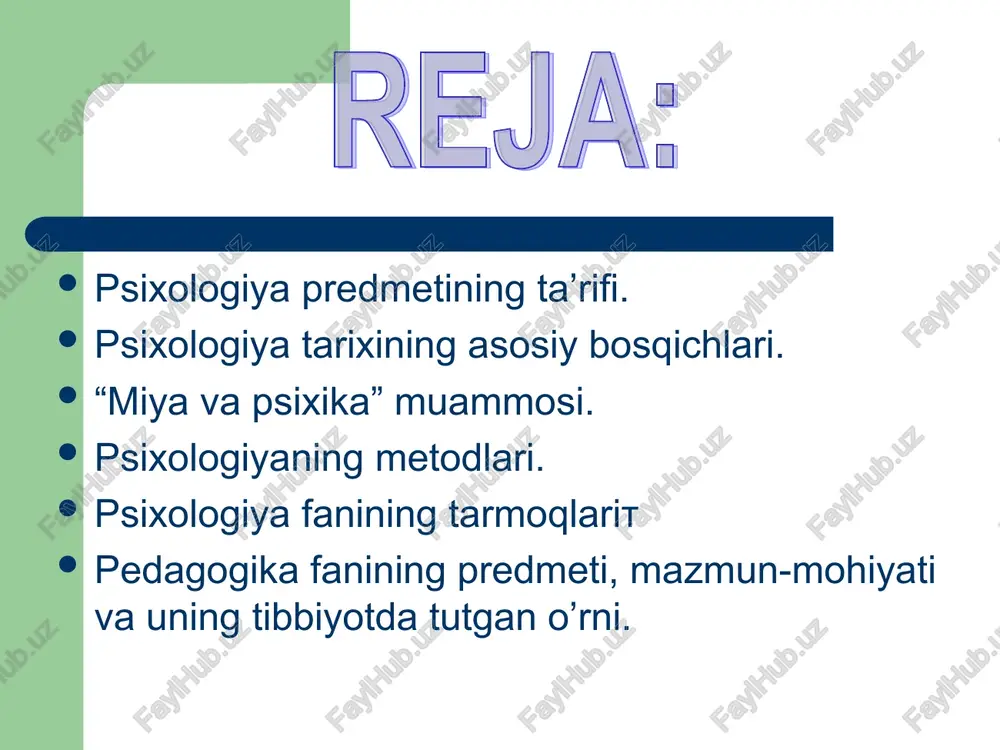 ya va tibbiyot yutuqlarini umumlashtirib, psixikaning fiziologik asoslari to‘g‘risidagi tasavvurlarini yanada boyitdi. uning ilgari surgan g‘oyalari «ong» tushunchasi talqiniga muayyan darajada yaqinlashadi. xvii asr biologiya va psixologiya fanlari uchun muhim davr bo‘lib hisoblanadi. jumladan fransiya olimi dekart (1596-1650) tomonidan xulq-atvorning reflektor (g‘ayriixtiyoriy) tabiatga ega ekanligini kashf etilishi, yurakdagi mushaklarning ishlashi (faoliyati) qon aylanishning ichki mexanizmi bilan boshqarilayotganligini tushuntirilishi muhim ahamiyat kasb etadi. psixologiya – tabiiy va ijtimoiy fan sifatida voqelikning alohida sohasi bo‘lgan psixika hayot sohasini o‘rganadi. psixologiya fanining asosiy vazifasi - psixik hodisalarni o`rganish va ilmiy asoslashdir. barcha narsalar kabi psixik hodisalar ham ma’lum qonuniyatlarga bo`ysunadi. psixologiya shu qonuniyatlarni ochishga, ularning tarkib topishi va rivojlanishini ochishga qaratilgandir. ushbu qonuniyatlarni bilish, ularni boshqarish, tashkil etish, ta’lim-tarbiya jarayonlarini to`g`ri olib borishga yordam beradi. ilmiy psixologiyaning predmeti deyilganda avvalo psixik hayotning konkret faktlari nazarda tutiladi. psixik xarakterga doir har bir fakt esa ham miqdor ham sifat jihatidan xarakterli xususiyatga ega. ilmiy jihatdan …
