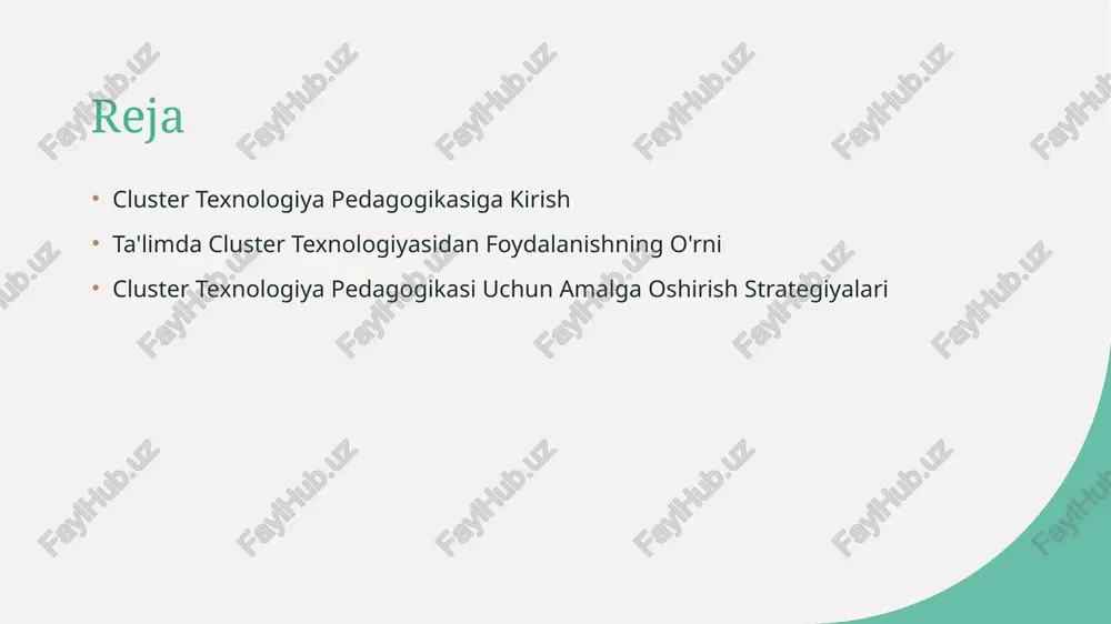 r texnologiyasini amalga oshirishning afzalliklari ishbirligi imkoniyatlari kengayadi cluster texnologiyasini amalga oshirish talabalar uchun jamoatchilikni rivojlantirish va hamkorlik ko'nikmalarini kuchaytirish orqali loyihalarda yagona ishlashlariga imkon beradi. resurslarga kirishni oshirish cluster texnologiyasi bilan talabalar ko'p xil raqamli resurslarga va vositalarga ega bo'lib, ularning o'qish tajribasini boyitadi. o'qishning samaradorligini oshirish cluster texnologiyasi o'qish jarayonini samaraliroq qilish orqali ma'lumotlarga tez kirish imkonini beradi va tez muammolarni hal qilishga yordam beradi. cluster texnologiyasi orqali keng ko'lamli hamkorlik qo'shimcha texnologiya, real vaqtda aloqani ta'minlash, aralashtirilgan fayl almashish va interaktiv loyihalar boshqarish uchun platforma taqdim etib, hamkorlikni kuchaytiradi. bu talabalar uchun samarali va etakchili ishlash muhitini yaratadi. photo by ivan bandura on unsplash clusterlar bilan individual ta'lim imkoniyatlari klaster texnologiya pedagogikasini tushunish individual ta'lim imkoniyatlarining foydasi talaba qatnashish va hamkorlikni kuchaytirish klaster texnologiya pedagogikasi o'quvchilarni o'zlarining o'rganish talablari va istaklariga asoslangan guruhlarga joylashib, shaxsiy o'rganish tajribasini taklif qiladi. klasterlar orqali shaxsiy o'rganish o'quvchilarga materialni o'zlarining tempida …