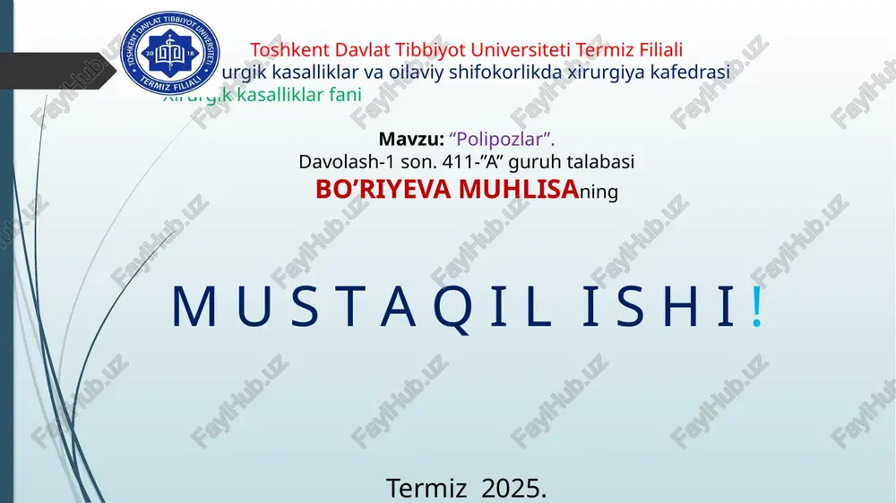 paytida adenomatoz va giperplastik polipni aniq farqlash muhimdir. turli xil poliplar: yo'g'on ichakda boshqa har xil turdagi poliplar ham paydo bo'lishi mumkin. bu yallig'lanishli poliplar va yosh poliplar. poliplarning ikkita asosiy toifasi mavjud: neoplastik va neoplastik. neoplastik poliplar adenomalar va tishli turlardir. odatda, polip qanchalik katta bo'lsa, saraton xavfi shunchalik yuqori bo'ladi, ayniqsa neoplastik polip bilan. neoplastik bo'lmagan poliplarga hamartomatoz poliplar, giperplastik poliplar va yallig'lanishli poliplar kiradi. odatda, bu turdagi poliplar saratonga aylanmaydi. yo'g'on ichak poliplarining belgilari ko'p hollarda yo'g'on ichak poliplari hech qanday alomat keltirmaydi. shifokor odatda bu holatni yo'g'on ichakni boshqa biron bir holat uchun tekshirganda yoki muntazam ravishda tekshirganda tashxis qo'yadi kolonoskopiya . biroq, ba'zi odamlarda yo'g'on ichak poliplarining quyidagi belgilari bo'lishi mumkin: og'riq: yo'g'on ichak polipi tufayli og'riq sezishingiz mumkin. buning sababi shundaki, polip yo'g'on ichakni qisman yoki to'liq to'sib qo'yishi mumkin, natijada qorin kramplari paydo bo'ladi. najas rangining o'zgarishi: bundan tashqari, najasingizning rangi o'zgarishi mumkin. …