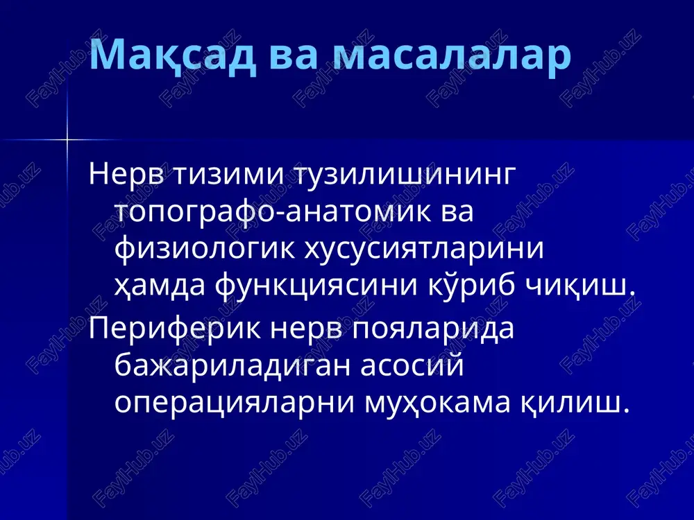 . luxatio – tirsak nervi (travmatik nevrit). distorsio – elka chiqishida elka nerv chigalining cho'zilishi. nervlarning ochiq shikastlanishlari nerv poyasining ochiq shikastlanishi epinevriy va aksonlarning buzilishi bilan kechadi. sanchilgan-kesilgan va o'q otish turlariga bo'linadi. nerv poyasining uzilishi quyidagicha bo'lishi mumkin: to'liq – nerv oxirlarining bir biridan uzoqlashishi (diastaz), nerv funktsiyasining to'liq yo'qolishi; qisman – yonlama jarohatda «yon kesilish»; «teshikli» jarohatlar – mayda snaryadning nerv orqali o'tishi. nervlar shikastlanishida harakat, sezuvchi, vazomotor, sekretor va trofik buzilishlar paydo bo'ladi. nervlar shikastlanishida qo'lning umumiy ko'rinishi tirsak nervi shikastlangandagi qo'l panjasining ko'rinishi nervlar shikastlanishida qo'lning umumiy ko'rinishi oraliq nervining shikastlanishida qo'l panjasining ko'rinishi nervlar shikastlanishida qo'lning umumiy ko'rinishi bilak nervi shikastlan-gandagi qo'l panjasining holati nervlar shikastlanganda oyoqning umumiy ko'rinishi kichik boldir nervi shikastlanganda oyoq panjasining holati (qo'sh panjasi, “steppaj”) nervlar shikastlanganda oyoqning umumiy ko'rinishi katta boldir nervi shikastlanganda oyoq panjasining ko'rinishi (pes calcaneus) nervlar shikastlanganda oyoqning umumiy ko'rinishi katta boldir nervi shikastlanganda kuzatiladigan oyoq …
