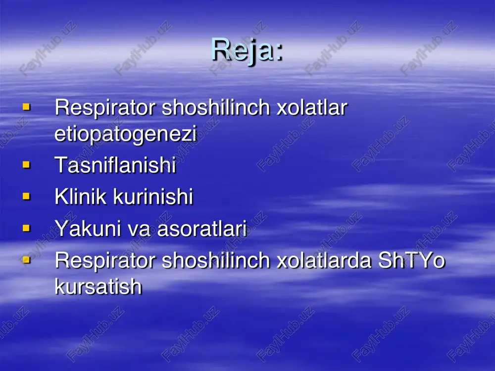 vori va partonzillyar abssessi,  lyudvig anginasi, mononukleoz.  yuny stenozini baxolashda kuyidagi belgilar xisobga olinadi: tinch davi rva bezovtalangandi nafasni kuchayib ishlashi belgilari (inspirator xansirash, nafasda yordamchi muskullar ishtiroki, kukrak kafasini tutib turuvchi joylarini chukib kolishi, nafas paradoksi) va gipoksiya (sianoz, taxikadiya, rangni okarishi kon bosimini ortishi yoki pasayishi, kuzgalish yoki tormozlanish). òtkir stenozli laringotraxeit.  utkir stenozli laringotraxeitni 3ta klinika morfologik turi mavjud:  shishli,  infiltrativ  obturatsion shishli turi:  shishli turi kelib chikishi infekkion- allergik xarakterda buladi.urvi-ni utkir davrida kuzatilib, intoksikatsiya belgilari, boglam osti bushlikni stenozini tez boshlanib, tez utishi bilan xarakterlanadi.stenoz 2darajada kamdan-kam xolatlarda 3 darajada buladi. infiltrativ turi:  infiltrativ turini kelib chikishida virusli- bakterial omil muxum rol uynaydi. uvrini 2-3 kunlari stenoz belgilari paydo buladi, sekin boshlanadi oxir okibat bemor axvoli ogirlashib ketadi. intoksikatsiya urtacha darajada. davolashda ingalyatsiya va antibiotiklarni kullash muxum axvamiyatga ega. obstruksion turi:  obstruksion turi pastga tushuvchi bakterial …
