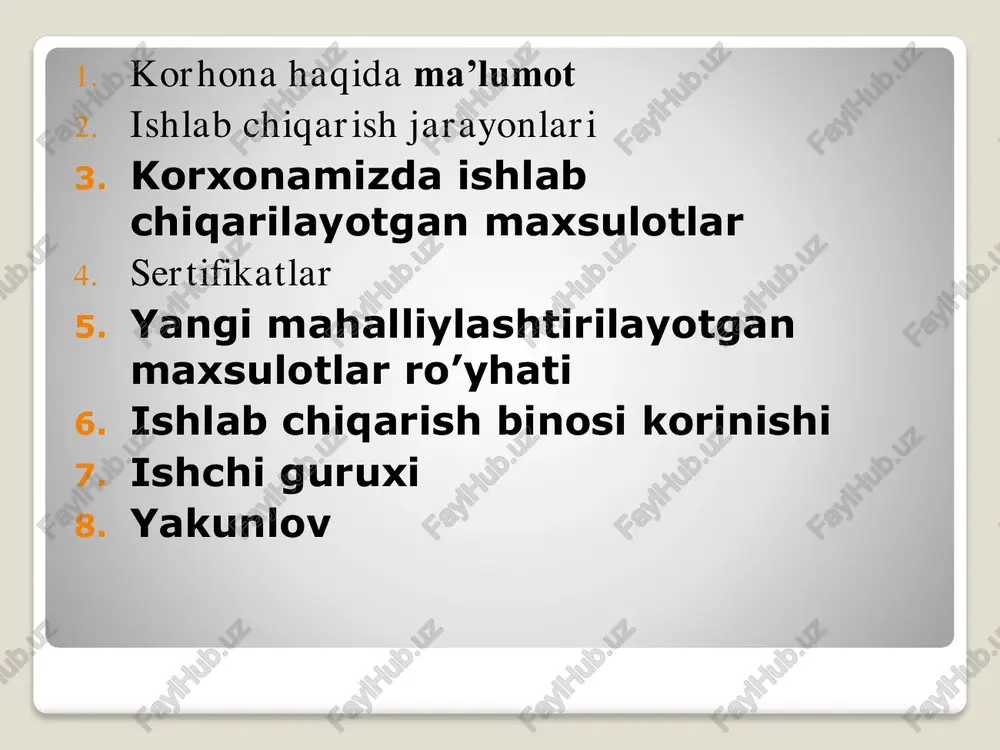 t-drvr, 2) panel asm body r/seat, 3) housing asm fuse block korxona strukturasi korhona haqida ma’lumot bosh direktor b u x g a lt e r iy a k a d rl a r b o ’l im i s o tu v v a is h la b c h iq a r is h s if a t b o ’l im i t e x . d ir e k to r i s o n i b o s h q a r is h b o ’l im i i s h c h i k u c h i v a x a v fs iz li k n i x im o y a q il is h x a v fs iz li k b o ’l im i nexia n-150 cover rocker panel lh/rh nexia n-150 matiz m-150 matiz m-150 sover …