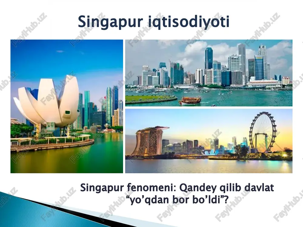holi tabiiy ko‘payishi eng past bo‘lgan davlatlardan biridir va aholisi, asosan, tashqi migratsiya hisobiga o‘smoqda rasmiy tillari – ingliz, xitoy, malay, tamil. eng ko‘p tarqalgan dinlar buddizm va konfutsiylik shahar tug‘ilish ko‘rsatkichlarining pastligidan jabr ko‘rmoqda va endi hukumat 2030 yilgacha aholi sonini 30 foizga oshirshini maqsad qildi baby bonus dasturi ko‘proq farzand ko‘rishga qaror qilgan ota-onalarga pul to‘lovlarini taklif qiladi farzandlaringiz qancha ko‘p bo‘lsa, shuncha ko‘p pul olasiz: 2016 yilning martidan birinchi farzand uchun bir vaqtning o‘zidagi to‘lov 8000 singapur dollari (6000 aqsh dollari)ni tashkil qiladi, uchinchi va undan keyingi farzandlar uchun esa to‘lov summasi 10 000 singapur dollari (7,5 ming aqsh dollari)ga yetishi mumkin iqtisodiyoti nisbatan qisqa tarixiy davr ichida singapur jahondagi texnologik va iqtisodiy jihatdan peshqadam davlatlardan biriga aylandi. hozirgi bosqichda singapur aholi jon boshiga to‘g‘ri keladigan yim miqdori bo‘yicha jahon mamlakatlari ichida eng yuqori ko‘rsatkichlardan biriga ega sanoatning elektronika, elektrotexnika, kemasozlik, neftni qayta ishlash, kimyo, farmasevtika tarmoqlari …
