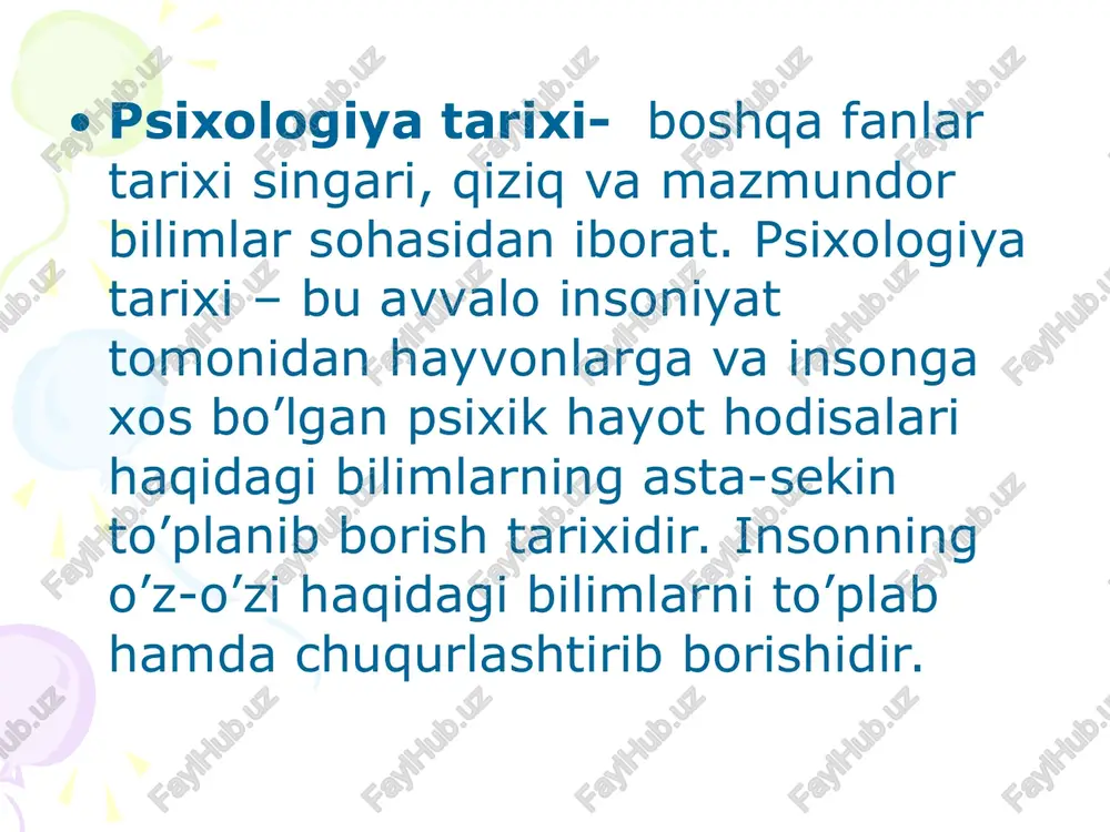 an bo’lmagan: u hamisha boshqa bilim sohalari bilan bog’liq holda taraqqiy etib borgan. umumfan taraqqiyoti tarixida bu bog’lanishlar kengaydi va chuqurlashdi. boshqa fanlarning yutuqlari psixolo­giya taraqqiyotiga qanday ta’sir ko’rsatganligini, bilim sohalarining taraqqiyotida psixologiyaning roli qay darajada bo’lganligini, psixologiyaning ilmiy yutuqlari amaliyotda qanday tatbiq qilinganligini kuzatib borish juda qiziqarlidir. psixologiyaning butun tarixi (shuningdek, filosofiya ta­rixi) davomida idealizm bilan materializm o’rtasida kurash ketgan. bu kurash psixologiyaning mohiyatini turlicha tushu­nishda, insondagi psixik va fiziologik hodisalarning o’zaro munosabatlarini tushunishda hamda psixologiya predmetini tushunishda ifodalangan. shuning uchun, psixologiya fani sistemasining o’zi ham, uning metodlari, mazmuni va vazifalari ham turlicha talqin qilingan. psixologiya tarixida turlicha qarashlar va yo’nalishlar bo’lishiga qaramasdan, bu fannig predmeti, ya’ni hayvon va insonlarga xos bo’lgan psixika, psixik hayot birdayligicha qolaverdi. tarixiy jihatdan psixologiyaning o’rganish predmeti emas, balki shu predmetni tushunish, psixik hayot mohiyatini tushunish o’zgarib keldi. psixologiya predmetini tushunishdagi muhim o’zgarishlar, yangi psixologik tekshirish metodlarining yaratilishi hamda ularning keng tatbiq qilinishi ilmiy-falsafiy …