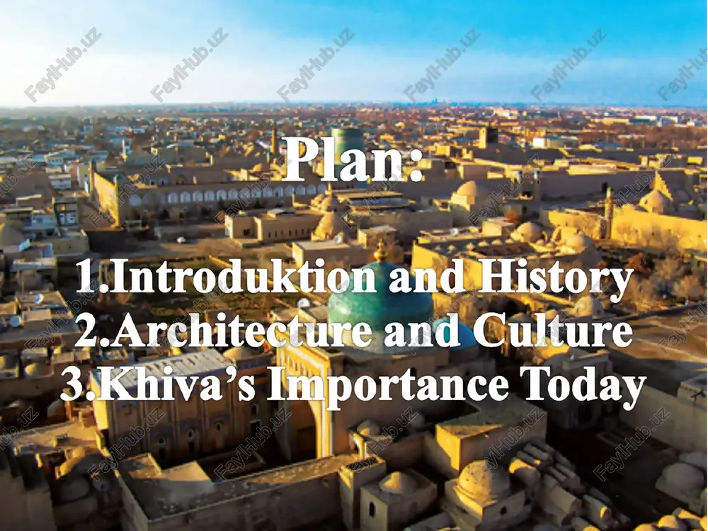 y of khiva. upon investigation of this place by historians there were found evidences of powerful cultural stratifications. there are assumptions that in time here in the territory in 1 hectare there was a construction which served subsequently as the beginning of the basis for khiva city. madrasah muhammad aminkhan is located to the south from kukhne ark. this construction is situated in historical part of ichan - kala, that is the biggest madrasah not only khiva, but in all central asia. the madrasah represents a two-storeyed building which is set on area of 60 on 72 meters. there available 125 hudjras – cells which are calculated on 260 students in the building. kukhne ark * dishan-kala at the beginning of the twentieth century a hospital was built in dishan-kala. its construction was evidence of the new care for the people's health taken by the khiva khan. whereas previously, the …