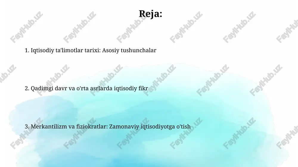 talizmni ekspluatatsiya tizimi deb hisoblaydi, bunda ozchilik (kapitalistlar) ko'pchilik (ishchilar) mehnati evaziga boylik orttiradi, ijtimoiy tengsizlikni kuchaytiradi. marginalistik inqilob va neoklassik iqtisodiyot marginalistik inqilob 1870-yillarda paydo bo'lib, narxlar qiymatdan ko'ra marjinal foydalilik bilan belgilanadi, degan tushunchani ilgari surdi. neoklassik iqtisodiyot ratsional tanlov, muvozanat, va resurslarning samarali taqsimlanishiga asoslangan bo'lib, 1800-yillarning oxirida shakllangan. keynschilik va zamonaviy iqtisodiy fikr keynschilikning asosiy tamoyili davlatning iqtisodiyotga faol aralashuvini yoqlab, 1930-yillardagi buyuk depressiya davrida talabni rag'batlantirish zarurligini ta'kidlaydi. zamonaviy iqtisodiy fikr keynschilikning ba'zi jihatlarini, masalan, fiskal siyosatning ahamiyatini tan oladi, biroq global muammolar uchun yangi makroiqtisodiy modellarni ishlab chiqadi. e'tiboringiz uchun rahmat image2.png image3.jpg image4.jpg image5.jpg image6.jpg image7.jpg image8.jpg image9.jpg image1.png