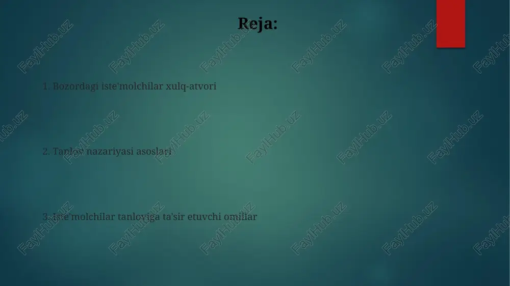 a iste'molchiga bir xil darajadagi foydani 100 foiz beradi. iste'molchilar befarqlik egri chiziqlarida yuqoriroq nuqtalarni afzal ko'rishadi, chunki bu yuqori darajadagi qoniqishni anglatadi, bu misolda 150 birlik foyda beradi. optimal tanlov optimal tanlov iste'molchining byudjet cheklovlari va afzalliklarini hisobga olgan holda, eng yuqori foydali mahsulotlar kombinatsiyasini tanlashni anglatadi, bu erda marginal foydalilik nisbatlari narxlar nisbatlariga teng. ko'pincha optimal tanlov nuqtasida, befarqlik egri chizig'i byudjet chizig'iga tegib o'tadi, bu erda iste'molchi ikkala mahsulotdan olinadigan qo'shimcha foyda ularning nisbiy narxlariga mos kelishini ta'minlaydi. daromad va o‘rnini bosish effekti daromad effekti, narx o'zgarishi natijasida xaridorning xarid qobiliyati o'zgarishini aks ettiradi. agar narx pasaysa, xaridor xuddi shu daromad bilan ko'proq tovar sotib olishi mumkin. o'rnini bosish effekti bir tovar narxi o'zgarishi boshqa tovarlarga nisbatan uning jozibadorligini o'zgartirishi bilan bog'liq. agar 1-tovar narxi oshsa, xaridorlar 2-tovarni afzal ko'radi. talab qonuni talab qonuni mahsulot narxi bilan talab miqdori o'rtasida teskari bog'liqlikni ifodalaydi: narx oshsa, talab kamayadi …