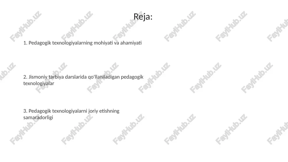 ng kreativligini oshiradi, 5-10 daqiqa davomida ko'plab g'oyalarni generatsiya qilishga yordam beradi. "rolli o'yinlar" texnologiyasi o'quvchilarning kommunikativ ko'nikmalarini rivojlantiradi, 15-20 daqiqa davomida jamoada ishlash qobiliyatini shakllantiradi. o'qitishning muammoli usullari muammoli usullar 1960-yillarda rivojlangan, o'quvchilarni mustaqil fikrlashga undaydi va 2-darajali kognitiv jarayonlarni faollashtiradi. bu usullar 3 bosqichda amalga oshiriladi: muammoni yaratish, yechim izlash (gipotezalar) va 4-darajali yechimni tekshirish. loyihalashtirish texnologiyasi ushbu texnologiya jismoniy tarbiya darslarida, masalan, o'quvchilar 3-4 kishilik guruhlarda sport tadbirini rejalashtirib, o'tkazishni o'rganadi, bu ularning tashkilotchilik qobiliyatini oshiradi. loyihalash texnologiyasi o'quvchilarga 21-asr ko'nikmalarini, jumladan, muammolarni hal qilish va hamkorlikni rivojlantirish uchun 1 yoki undan ortiq darsni qamrab olgan amaliy loyihalarni ishlab chiqishni taklif etadi. modulli o'qitish texnologiyasi modulli o'qitish texnologiyasi talabalarga o'quv materialini kichik, mustaqil bo'limlarga (modullarga) bo'lish orqali 4 asosiy ko'nikmani rivojlantirish imkonini beradi. ushbu texnologiya ta'lim jarayonida individual yondashuvni ta'minlaydi, har bir o'quvchining 5 ta asosiy qobiliyatiga moslashtirilgan, mustaqil o'rganish imkoniyatini yaratadi. o'yin texnologiyalari jismoniy tarbiya darslarida …