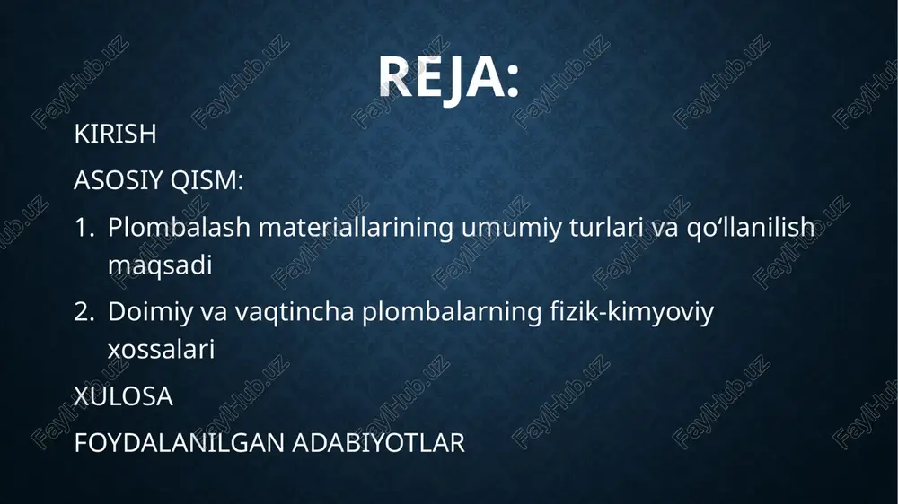 larni nazorat qilish, pulpa va periodontal to‘qimalarni himoya qilish hamda keyingi bosqichlarga qulay o‘tishni ta’minlashdir. kompozit qatronlar yuqori estetik talabli anterior va posterior restavratsiyalarda adgeziv bog‘lanish hisobiga chekka muhrni mustahkamlaydi, qatlamlab qo‘yish va to‘g‘ri polimerizatsiya bilan kontraksiyani boshqarish muhimdir. shisha-ionomer sementlar (gic) dentinga kimyoviy bog‘lanishi va ftor ajratishi bilan ildiz sirtlari, sinf v hamda yuqori karies xavfli holatlarda profilaktik ustunlik beradi; rezin-modifikatsiyalangan gic (rmgi) nam muhitda barqarorroq va bazal qatlam sifatida qo‘llanishi qulay. kompomerlar kompozit–gic o‘rtasidagi gibrid yechim bo‘lib, o‘rtacha estetik va funksional talabli kavitelerde qo‘llanadi. keramika inley/onleylar yuqori aşinish bardoshliligi va rang barqarorligi bilan katta hajmli rekonstruksiyalarda samarali; okklyuzion yuk ko‘taruvchi sohalarda indikatsiyaga mos preparatsiya zarur. amalgama ba’zi posterior kavitelerde mexanik mustahkamlik va ishlov berish qulayligi sabab tanlanishi mumkin, estetik cheklov va konservativ preparatsiya talablari inobatga olinadi. sink oksidi–evgenol (zoe) sedativ ta’siri bilan simptomatik holatlarda va endodontik oralig‘ida og‘riqni boshqarishga yordam beradi, ammo qatronli adgeziv tizimlar bilan uyg‘unlik cheklangan …