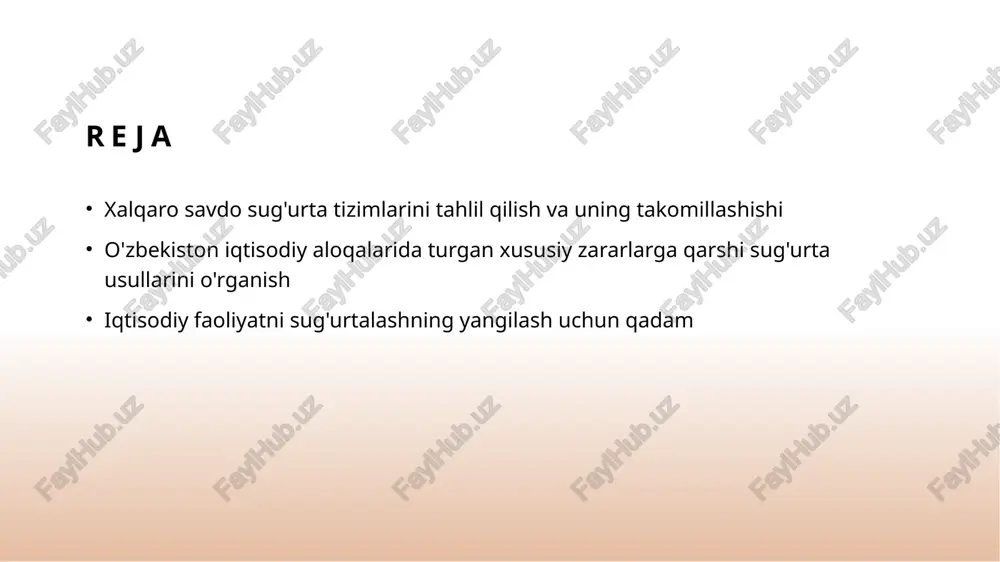 lil qilish 1 ta'sir sug'urta tizimlarining xalqaro iqtisodiy faoliyatga ta'siri ko'proq xavfsizlik va islohotliklikni oshirishda katta ahamiyatga ega bo'lib, iqtisodiy faoliyatning barqarorligini ta'minlash uchun muhimdir. 2 o'zgarishlar xalqaro iqtisodiy faoliyatga o'zgarishlar sug'urta tizimlarining rivojlanishida katta rol o'ynaydi. yangi texnologiyalar va strategiyalar oldindan kelgan o'zgarishlarga yurak tashlaydi. 3 tahlil xalqaro iqtisodiy faoliyatga ta'sir va o'zgarishlarni tahlil qilish, mamlakatning iqtisodiy aloqalarida sug'urtalash tizimlarining qanday rivojlanishini aniqlashga yordam beradi. xususiy zararlarga qarshi sug'urta asoslari xususiy zararlarga qarshi sug'urta asoslari, xalqaro savdo va iqtisodiy faoliyatlarde zararlarni kompensatsiya qilishning asosiy usullarini o'rganadi. bu jarayonlarni takomillashtirish, xavflarni kamaytirish va iqtisodiy faoliyatni sifatini oshirishga yordam beradi. photo by kurt cotoaga on unsplash xalqaro savdo sug'urta texnologiyalari 01 xalqaro savdo sug'urta texnologiyalari bu bo'limda xalqaro savdo uchun yangi texnologiyalar va innovatsiyalar o'rganiladi va ularning foydalanish usullari tahlil qilinadi. 02 texnologiyalar va xizmatlar xalqaro savdo sug'urta texnologiyalari o'z ichiga xizmatlar va mahsulotlarni qanday integratsiya qilishni o'rganishga yo'l beradi. 03 …