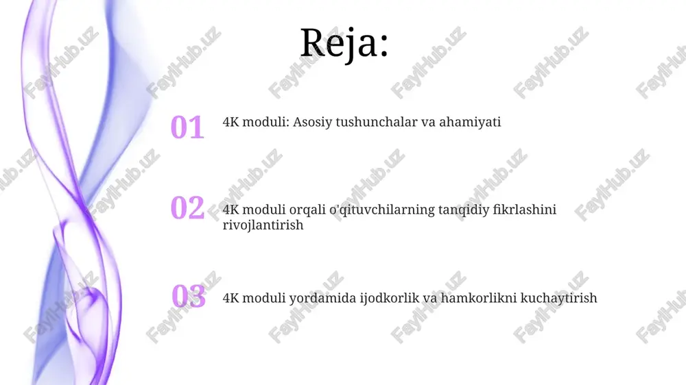 lanish orqali, o'qituvchilar tanqidiy fikrlash va ijodkorlikni rivojlantirish uchun "4k" doirasida turli xil nuqtai nazarlarni o'rganadilar. e'tiboringiz uchun rahmat image4.png image1.jpeg image2.jpeg image3.jpeg