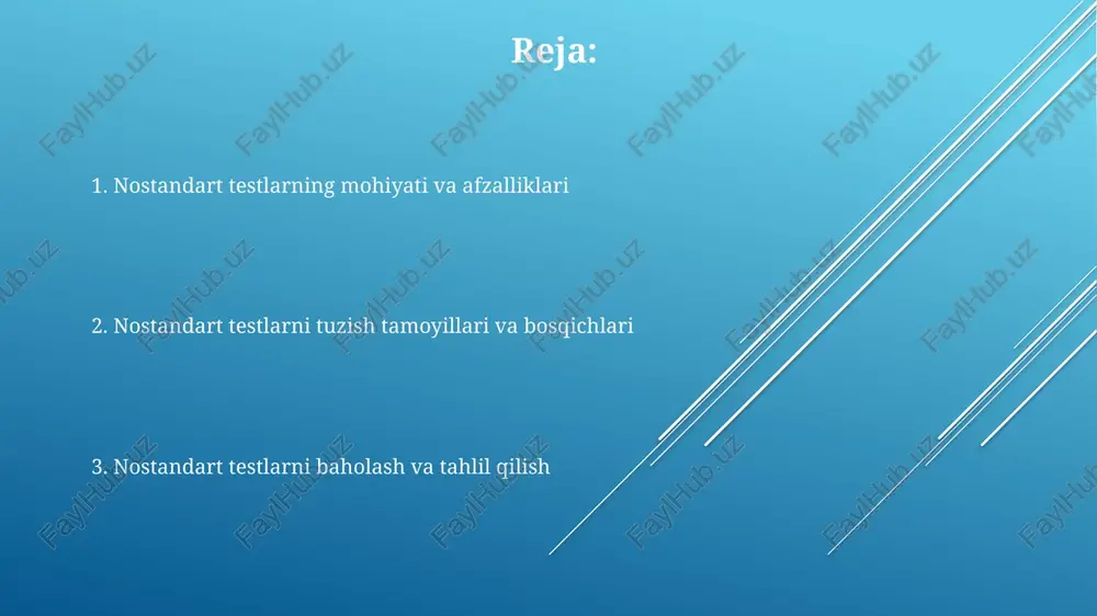 ivlik va innovatsiya savol tuzishda 1-darajali kreativlik, oldindan taxmin qilib bo'lmaydigan ssenariylardan foydalanishni o'z ichiga oladi, 25% ma'lumotni yangi kontekstda qo'llashga undaydi. innovatsion savollar ko'pincha 360 gradusli fikrlashni talab etadi, bunda 4 ta kognitiv bosqich (eslash, tushunish, qo'llash, tahlil) birlashtiriladi. nostandart testlarda kreativlik, 7 xil intellektni (lingvistik, mantiqiy-matematik, vizual-fazoviy) sintez qilish orqali o'quvchilarning qobiliyatini namoyon etish imkonini beradi. turli topshiriq formatlarini qo'llash testda turli formatlarni qo'llash o'quvchilarning javob berishdagi chalkashliklarini kamaytiradi, ularning 80% esa savollarni tushunishga e'tibor qaratadi va sinovning ishonchliligini 95% ga oshiradi. turli topshiriq formatlari, masalan, multiple choice, short answer, va essay savollari o'quvchilarning 1-darajali faktlarni bilishidan tortib, 3-darajali baholash ko'nikmalarini sinash imkonini beradi. har bir topshiriq formatining afzalliklarini inobatga olgan holda, siz o'quvchilarning 2 xil bilim darajasini aniq baholashingiz mumkin, shu bilan birga ularning 5 ta turli ko'nikmalarini rivojlantirishga yordam berasiz. muammoli vaziyatlarni modellashtirish modellashtirishda 10 dan ortiq omilni hisobga olish kerak, masalan, vaziyatning realistikligi, axborotning yetarliligi …