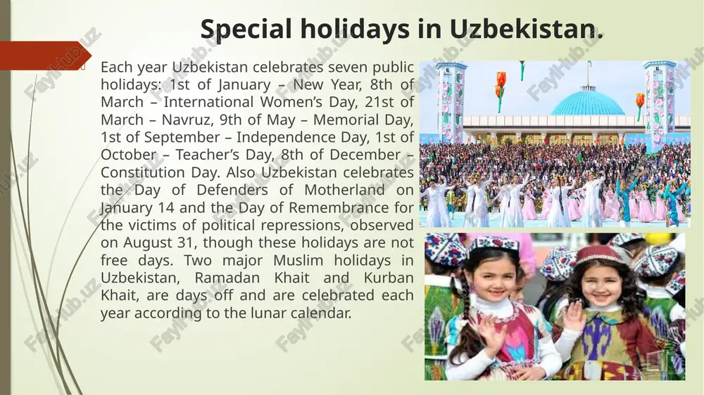predominantly in india, but has also spread to other areas of asia and parts of the western world through the diaspora from the indian subcontinent. holi is popularly known as the indian "festival of spring", the "festival of colours", or the "festival of love". the festival signifies the victory of good over evil. special holiday in pakistan. basant has been a historic spring time kite flying event during the basant panchami festival in the punjab region in india and pakistan. it falls on basant, also called basant panchami. according to the punjabi calendar it is held on the fifth day of lunar month of magha (in late january or early february) marking the start of spring. however, people also observe the celebration on other times during the spring season. special holiday in uk. may day is a public holiday usually celebrated on 1 may. it is an ancient festival of …