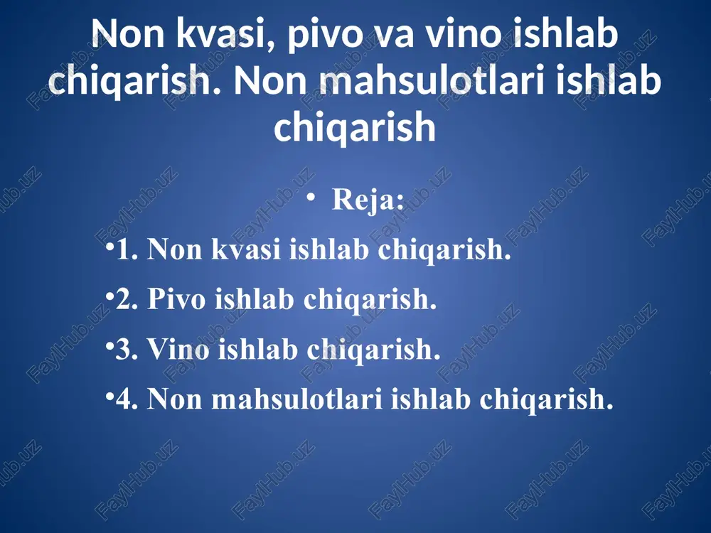 islotalar toʻplanishiga sababchi boʻladi, yogʻimsiz ta’m hosil qiladi. kvasni buzilishida sirka kislota hosil qiluvchi bakteriyalar ham ishtirok etishi mumkin. pivo ishlab chiqarish. pivo – kuchsiz alkogolli ichimlik – xmellangan susloni achitqilarning maxsus rasasi yordamida bijgʻitish yoʻli bilan olinadi. uni mazasi va xushboʻy hidi solod tarkibiga kiruvchi erigan moddalardan hosil boʻladi, xmelni achchiq va xushboʻy moddalari, etil spirti, karbon angidrid gazi va bijgʻishning boshqa mahsulotlaridir. pivo navlarining farqi uni tayyorlashda foydalaniladigan solodning, qoʻshilayotgan qoʻshimcha mahsulotlarni miqdori va turiga qarab turlicha boʻladi. pivo ishlab chiqarish jarayoni bir qancha bosqichlarni oʻz ichiga oladi: arpadan solod tayyorlash, xmellangan suslo olish, susloni bijgʻitish, yangi pivoni bijgʻitishni oxiriga etkazish va pishirish, filtrlash va idishlarga quyish. pivo sanoatida foydalaniladigan pivo achitqilari yuqori flokulyatsion qobiliyatga ega, yangi pivoni tindirish asosiy bijgʻishni oxirida va mahsulot tayyor boʻlgandan keyin sekin va butunlay choʻkadi. ular glyukozani va fruktozani faol bijgʻitadi, maltozani sekinroq, uch karbonli qand maltotrozani yana ham sekinroq oʻzlashtiradi. dekstranlar …