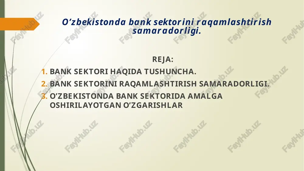 ytiradi va shu bilan mijozlarning sodiqligini oshiradi. bugungi kunda odamlar onlayn-banking tufayli banklarga kechayu kunduz kirish imkoniyatiga ega. katta miqdordagi naqd pulni boshqarish ham osonlashdi. raqamlash naqd pulsiz operatsiyalarni osonlashtirish orqali mijozlarga ham foyda keltirdi. mijozlar endi naqd pul saqlashlari shart emas va istalgan joyda va istalgan vaqtda tranzaksiyalarni amalga oshirishlari mumkin. bank sektorini raqamlashtirish samaradorligi. raqamlilashtirish banklarning o‘z xizmatlari va mahsulotlarini qanday rivojlantirish, ishlab chiqarish va tarqatish, shuningdek, mijozlar ularni qanday iste’mol qilishini o‘zgartiruvchi harakatlantiruvchi kuchdir. bu mavjudlik, mahsulotni ishlab chiqish, masofani aniqlash, tarqatish va brending haqida. bank sektori aslida raqamlashtirish jarayonini boshlagan birinchi tarmoqlardan biri bo‘lib, bugungi kunda banklarning aksariyat mijozlar bilan uchrashuvlari, shartnomalar imzolanishi va mijozlarni jalb qilish bo‘yicha sharhlar bank ofisidan mijozning mobil telefoni yoki planshetiga o‘tdi. raqamlashtirishga turtki bo'lgan narsa texnik rivojlanish, me'yoriy o'zgarishlar va mijozlar xatti-harakatidir. raqamlilashtirishni qo'llaydigan onlayn banklar va banklar moliyaviy kirishni osonlashtiradi va mijozlarga xizmat ko'rsatishni yaxshilaydi, bu ularga vaqtni tejash, …