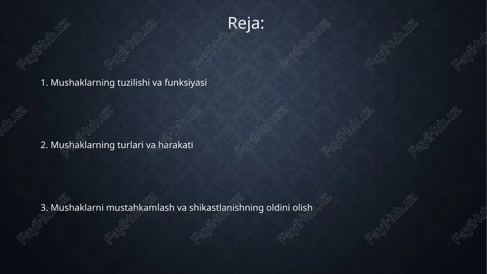kuni tana vaznining har bir kilogrammiga 1.6 dan 2.2 grammgacha iste'mol qilish kerak, bu mushak tolalarini tiklash va qurish uchun muhimdir. e'tiboringiz uchun rahmat @taqdimot_robot image2.png