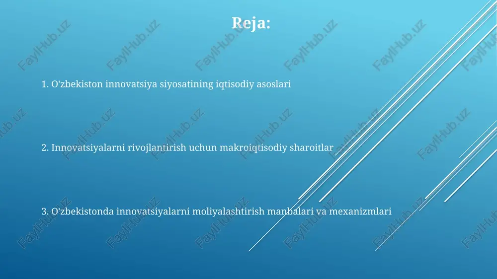 amalga oshirishni moliyalashtirish orqali fundamental tadqiqotlarni qo'llab-quvvatlashdan iboratdir. venture kapital fondlari va biznes-inkubatorlarni rag'batlantirish innovatsion loyihalarning 75 foizini tijoratlashtirishni ta'minlaydi, bu esa davlatning muhim investitsiya yo'nalishidir. e'tiboringiz uchun rahmat @taqdimot_robot