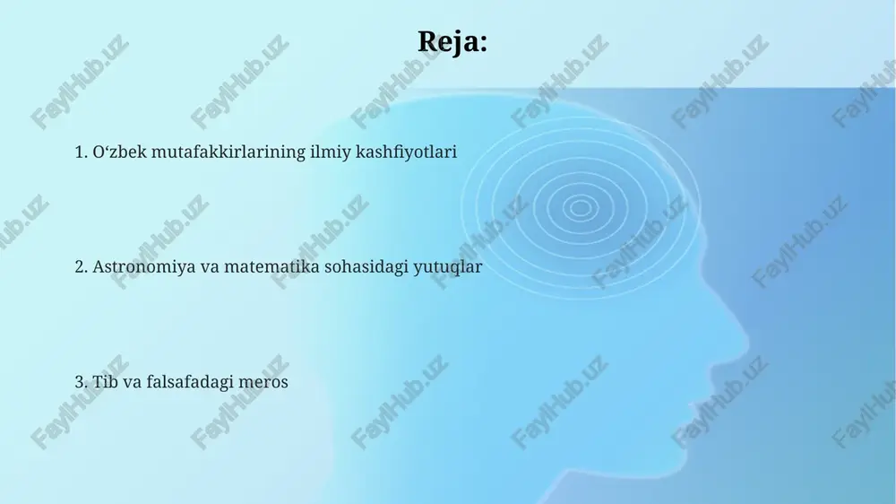 lar yechimlari batafsil bayon etilgan. abu rayhon beruniy geodeziya sohasida katta hissa qo'shgan, yer radiusini aniq o'lchagan va trigonometrik funksiyalarning aniq jadvalini yaratgan, bu esa matematika rivojiga ta'sir ko'rsatdi. e'tiboringiz uchun rahmat @taqdimot_robot image2.png image1.png