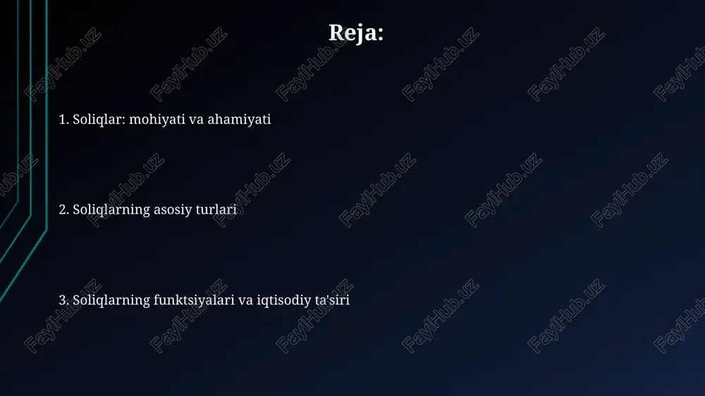 sa ijtimoiy xizmatlar va infratuzilmani moliyalashtirishga imkon beradi. soliqlarning taqsimlash funktsiyasi aholi daromadlarini qayta taqsimlashga qaratilgan. progresiv soliq stavkalari yuqori daromadlilardan ko'proq soliq olish orqali ijtimoiy tenglikni oshirishga xizmat qiladi. e'tiboringiz uchun rahmat @taqdimot_robot image1.png