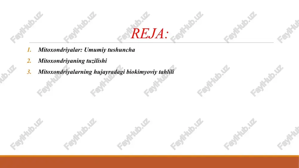 va sifatini pcr usuli bilan aniqlash mumkin. oqsil ekspressiyasi: western blot yoki immunofluorescensiya orqali tekshiriladi. reaktiv kislorod turlari (ros) mitoxondriya faoliyati natijasida hosil bo‘ladigan ros darajasi fluorometrik yoki spektrofotometrik usullar bilan aniqlanadi. ros ortishi hujayra oksidlovchi stressini ko‘rsatadi. mitoxondriyal disfunktsiya belgilarini aniqlash kam atp ishlab chiqarish ros darajasining ortishi mtdnk ziyonlanishi enzim faolligining kamayishi ma’nosi: bu belgilar ko‘plab kasalliklar, jumladan, metabolik sindrom, neyrodegenerativ kasalliklar va yurak-qon tomir kasalliklarida kuzatiladi. mitoxondriyani birinchi bo’lib, 1850 yilda kelliker hasharotlarning muskul hujayrasida topdi va sarkosoma deb atadi(bu atama hozirgi vaqtgacha muskul to’qimasi hujayrasi uchun qo’llaniladi). so’ng, 1890-yilda altman mitoxondriyalarni fuksin bilan bo’yash metodini qo’llash orqali o’rganib, ularni bioblastlar deb atadi. mixaelis mitoxondriyani yanus yashili bilan tirik holda bo’yash metodini qo’lladi va ularning oksidlanish jarayonida aloqasi borligini ko’rsatib berdi. 1894-yilda benda sichqonning rivojlanayotgan urug’don hujayrasida mitoxondriyani kuzatdi va dastlab xondrosoma, keyinroq mitoxondriya deb atadi (grekcha mitos-ip, xondrion-donacha). 1938-yili varburg oksidlanish reaksiyalari atf sintezi bilan bog’liqligini …