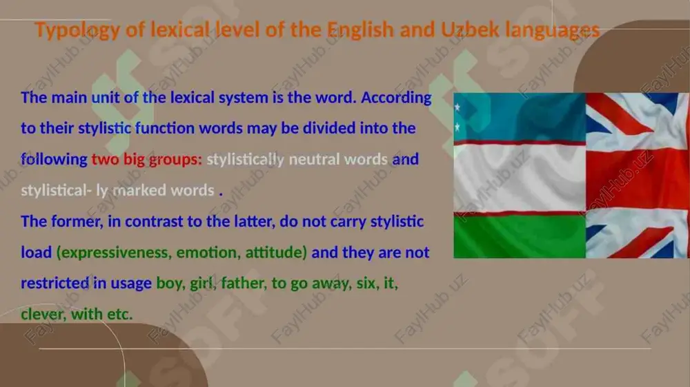 an elephant out of a gnat). focus: english idioms sometimes focus on individual conduct or specialization ("jack of all trades, master of none"), while uzbek idioms may emphasize collective action and community roles. similarities and differences meaning vs. imagery: while the underlying meaning might be identical (e.g., being very happy), the images used to convey it are culturally specific. english: "to be on cloud nine". uzbek: "do'ppisini osmonga otmoq" (to throw one's skullcap to the sky). opaque meaning: the most significant similarity is that both sets of idioms are semantically opaque—their meaning cannot be deduced from the literal meaning of the words. image1.jpeg image2.jpeg image3.jpeg image4.png /docprops/thumbnail.jpeg