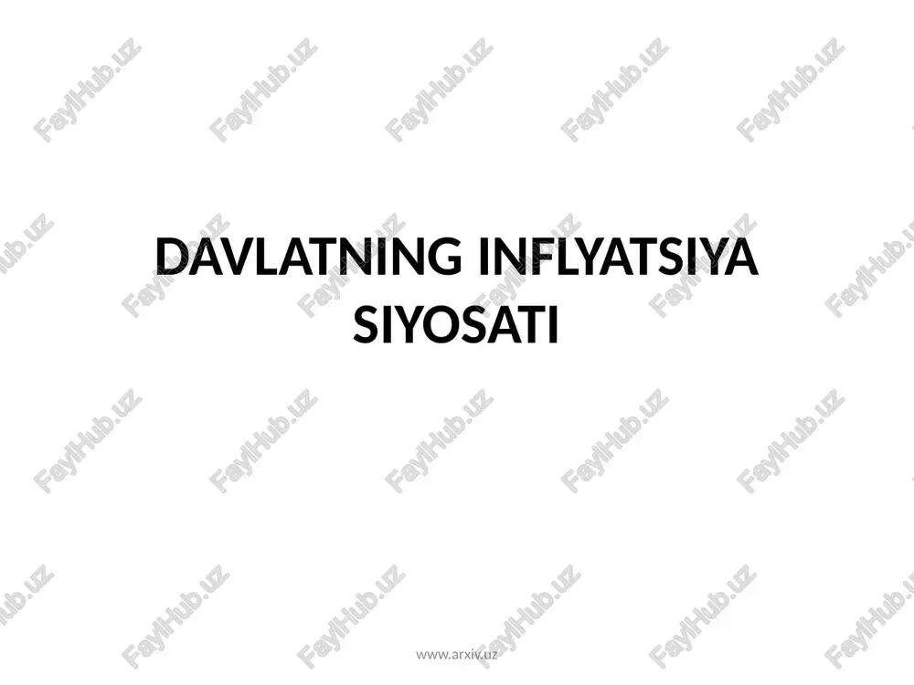 oniqti-rilmagan, lekin qisman to`lanishi mumkin bo`lgan talablarning vujudga kelishga olib keladi. odatda inflyatsiyaning bu turi - klassik inflyatsiya deb yuritiladi. inflyatsiya so`zi pul muomalasi sohasida aqsh ning shimoliy va janubiy shtatlari o`rtasida grajdanlar urushi bo`lganda muomalaga juda ko`p miqdorda (450 mln. grindek) qog`oz dollar chiqarilgan vaqtdan boshlab qo`llanila boshlagan www.arxiv.uz ilk infilatsiyani kelib chish sabablari va uning omillari ularning sotib olish kobiliyati ikki yildan keyin 5q foizlargacha tushib ketgan. agar tarixga e'tibor beradigan bo`lsak, urush va boshka ofatlar sababli davlat xarajatlarning oshib ketishi, inflyatsiya bilan uzviy bog`lik masalan, angliyada kuchli inflyatsiya xix asrning boshida napoleon bilan urush davrida, frantsiyada - frantsuz revolyutsiyasi davrida, rossiyada xix asrning urtalarida namoyon bulgan. www.arxiv.uz 1923 yillarda bo`lib, muomaladagi pul massasi 496 kvintillion markagacha yetgan va pul birligi trillion marta qadrsizlangan. bu tarixiy misollar ko`rsatadiki, inflyatsiya hozirgi davr jarayoni bo`lmasdan, tarixan mavjud bo`lgan jarayondir. inflyatsiya va uning rivojlanishi alohida olingan mamlakatda ma'lum xususiyatlarga ega bo`lishi …