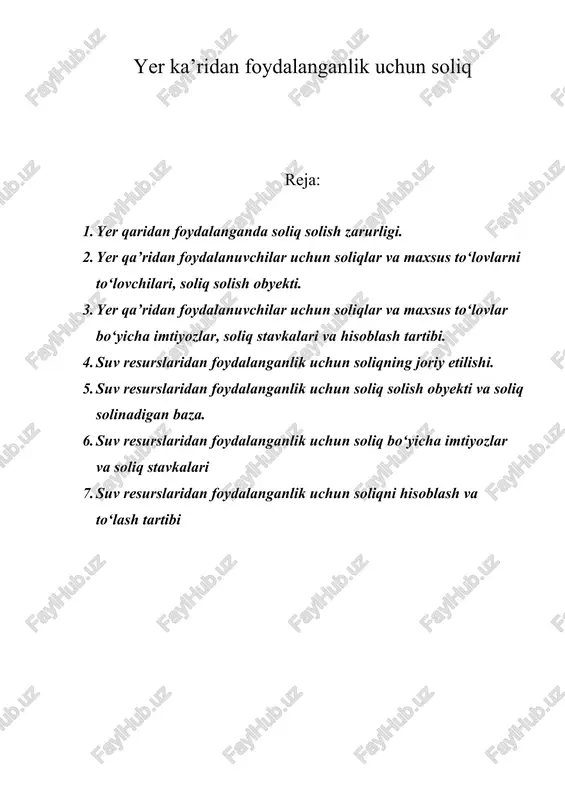 ingan (ajratib olingan) tayyor mahsulotning hajmi yer qa’ridan foydalanganlik uchun soliq solish obyektidir. tayyor mahsulotlar ro‘yxati o‘zbekiston respublikasi prezidentining qarori bilan belgilanadi. yer qa’ridan foydalanganlik uchun soliq stavkasi belgilangan va realizasiya qilish yoki topshirish, shu jumladan bepul berish, shuningdek mahsulot ishlab chiqarish maqsadida o‘z iste’moli va boshqa ehtiyojlari uchun mo‘ljallangan foydali qazilma (foydali komponent) tayyor mahsulot deb e’tirof etiladi. soliq solish obyekti tayyor mahsulotning har bir turi bo‘yicha alohida aniqlanadi. uglevodorodlar uchun soliq solish obyekti quyidagilardir: sanoat yo‘sinida dastlabki qayta ishlovdan o‘tkazilgan kavlab olingan uglevodorodlar, shu jumladan qo‘shilib chiqadigan foydali qazilmalar va foydali komponentlar; uglevodorodlarni qayta ishlash jarayonida ajratib olingan, lekin oldingi kavlab olinganda va qayta ishlanganda qayta ishlanadigan foydali qazilmalar tarkibida tayyor mahsulot sifatida soliq solinmagan foydali komponentlar. qatlamdagi bosimni saqlab turish va (yoki) uglevodorodlarni tugal texnologik jarayon doirasida ajratib olish uchun mahsuldor qatlamga qayta haydab kiritiladigan tabiiy gaz hajmi soliq solish obyekti bo‘lmaydi. ajratib olingan qimmatbaho metallar va …