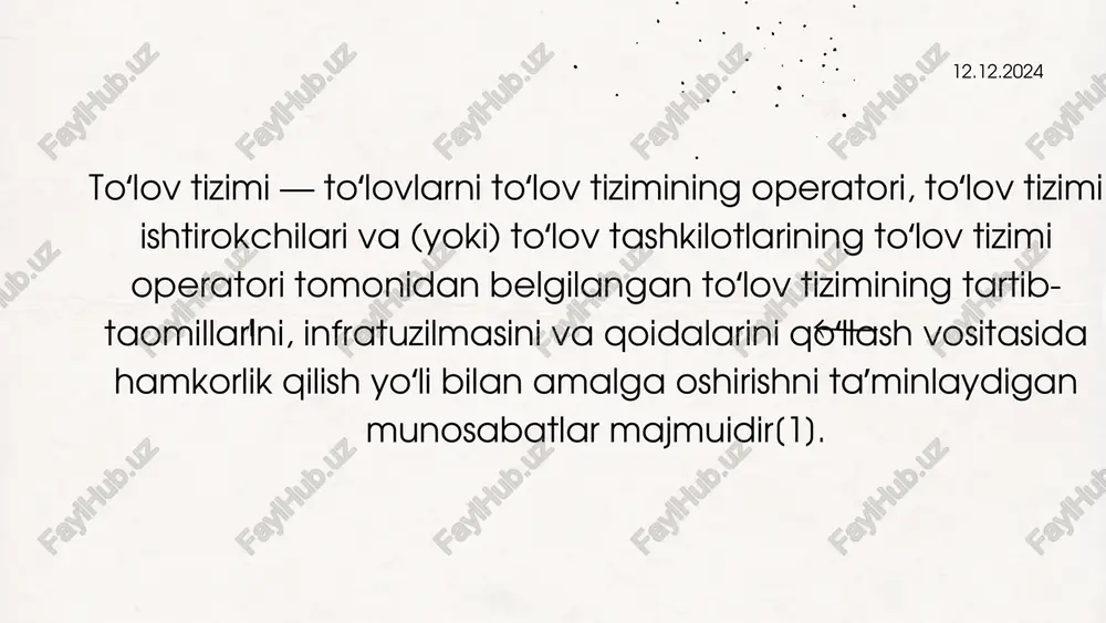yn to‘lovlarni himoyalashni ta’minladi. kredit kartalar onlayn xaridlarning asosiy vositasiga aylandi. 3. onlayn to‘lov tizimlarining rivojlanishi (1998-yildan boshlab) 1998-yil: paypal tashkil etildi. bu birinchi yirik internet to‘lov platformalaridan biri bo‘lib, shaxslararo va biznes uchun xavfsiz to‘lovlarni taklif qildi. paypal ebay kabi platformalarda onlayn savdo qilishni osonlashtirdi va ommalashdi. 4. mobil internet va yangi to‘lov ilovalari (2000-yillar) 2007-yil: apple kompaniyasi iphone’ni taqdim etdi, bu mobil internetning rivojlanishiga katta hissa qo‘shdi. mobil to‘lov ilovalari: venmo, google pay, apple pay va alipay kabi ilovalar paydo bo‘lib, to‘lovlarni mobil qurilmalardan amalga oshirishni qulay qildi. onlayn bank xizmatlari va elektron tijorat saytlarining ko‘payishi bilan internet orqali to‘lovlar ommalashdi. 5. xalqaro tranzaksiyalar va kriptovalyutalar (2010-yillardan keyin) bitcoin va blockchain texnologiyasi onlayn to‘lov tizimlariga yangi o‘lchov qo‘shdi. bu texnologiya markazlashmagan, tezkor va xavfsiz to‘lovlarni amalga oshirishga imkon berdi. stripe va transferwise kabi xalqaro to‘lov tizimlari internet orqali arzon va tezkor tranzaksiyalarni amalga oshirishni osonlashtirdi. bugungi kunda internet …