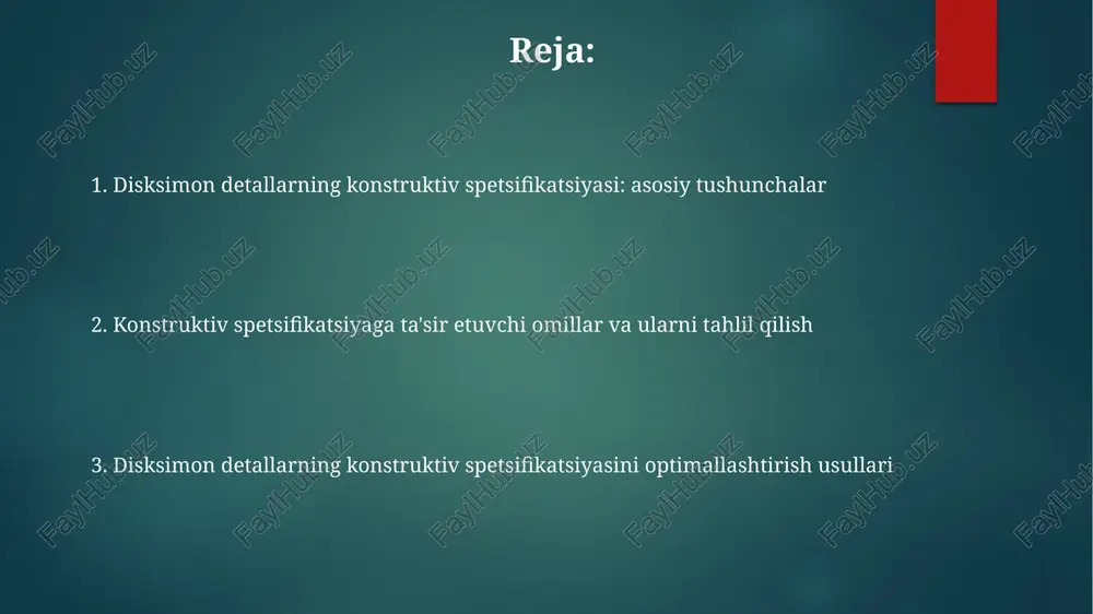 atini 20% ga oshirishi mumkin. qalinligi 0.8 mm dan kam disklar uchun rezonans chastotalarini minimallashtirish muhim, aks holda vibratsiya tufayli 30% gacha ishlash pasayishi kuzatiladi. e'tiboringiz uchun rahmat image6.png image1.png image2.png image3.png image4.png image5.png