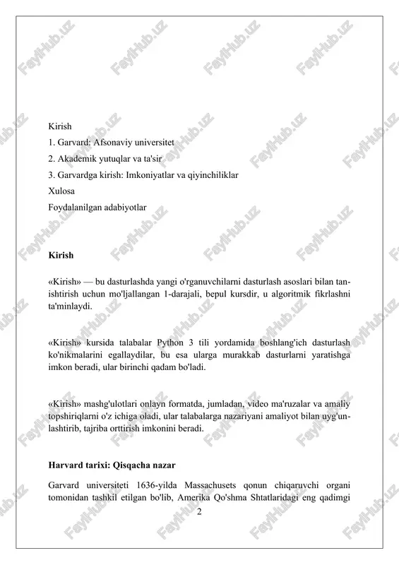 harvardga kirish uchun talabgorlar o'rta maktab baholarining eng yuqori 10 foizida bo'lishlari va satda 1500+ yoki actda 34+ ball olishlari muhim. qabul jarayonida nafaqat baholar, balki insholar, tavsiyanomalar, faoliyatlar va shaxsiy xususiyatlar ham muhim ahamiyatga ega, ularni e'tiborga oling. harvardda 30% dan kamroq talabgor qabul qilinadi, shuning uchun arizangizni yozishda va to'ldirishda juda ehtiyot bo'ling va barcha talablarga javob bering. mashhur bitiruvchilar: harvardning ta'siri 8 nafar aqsh prezidenti, jumladan, franklin ruzvelt va jon kennedi harvardda tahsil olgan. ularning liderlik qobiliyatlari global siyosatga katta ta'sir ko'rsatdi. microsoft asoschisi bill geyts harvardda o'qigan, garchi u uni tugatmagan bo'lsa ham, uning texnologiya sohasidagi ta'siri cheksizdir. mark tsukerberg, facebook asoschisi, harvardda tahsil oldi. ijtimoiy tarmoqlar olamida uning innovatsiyalari 2 milliarddan ortiq foydalanuvchini birlashtirdi. tadqiqot va innovatsiyalar: dunyoni o'zgartirish tadqiqotlar natijasida 2023-yilda yangi polimer material yaratildi, bu esa avtomobilsozlik sanoatida vaznni 15 foizga kamaytirish imkonini berdi. innovatsiyalar orqali 2024-yilda qayta tiklanuvchi energiya manbalari ulushi 35 …