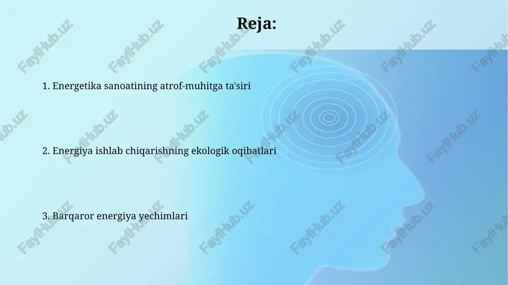ayta tiklanadigan energiya manbalari, masalan, quyosh panellari, 25-30 yil xizmat qilish muddatiga ega bo'lib, bu davr mobaynida investitsiyalarning qaytarilishini ta'minlaydi. gidroenergetika, qayta tiklanadigan manba sifatida, suvning potensial energiyasini 85-90% samaradorlik bilan elektr energiyasiga aylantirishi mumkin, bu juda yuqori ko'rsatkich. energiya samaradorligi va resurslarni tejash energiya samaradorligi 20 foizga oshishi, xarajatlarni kamaytiradi va issiqxona gazlari chiqindilarini sezilarli darajada qisqartiradi, global iqlim o'zgarishiga qarshi kurashishda muhim ahamiyatga ega. resurslarni tejash texnologiyalari, masalan, suvni qayta ishlash 30 foizga, sanoatda suv sarfini kamaytiradi va ekotizimlarning barqarorligini ta'minlaydi. energetika siyosati va ekologik me'yorlar energetika siyosati emissiya standartlariga rioya qilishni ta'minlash uchun jarimalar tizimini qo'llashi mumkin, bu esa ifloslantiruvchi moddalarni kamaytirishga turtki beradi. yangi energiya siyosati investitsiyalarni ko'paytirish va bozor o'sishini rag'batlantirish orqali 2030 yilgacha qayta tiklanadigan energiya manbalarining ulushini 30 foizga oshirishga qaratilgan. energetika sohasida xalqaro hamkorlik energetika sohasida xalqaro energetika agentligi (iea) kabi tashkilotlar, energiya siyosati va texnologiyalarini muvofiqlashtirishda muhim rol o'ynaydi, global hamkorlikni …