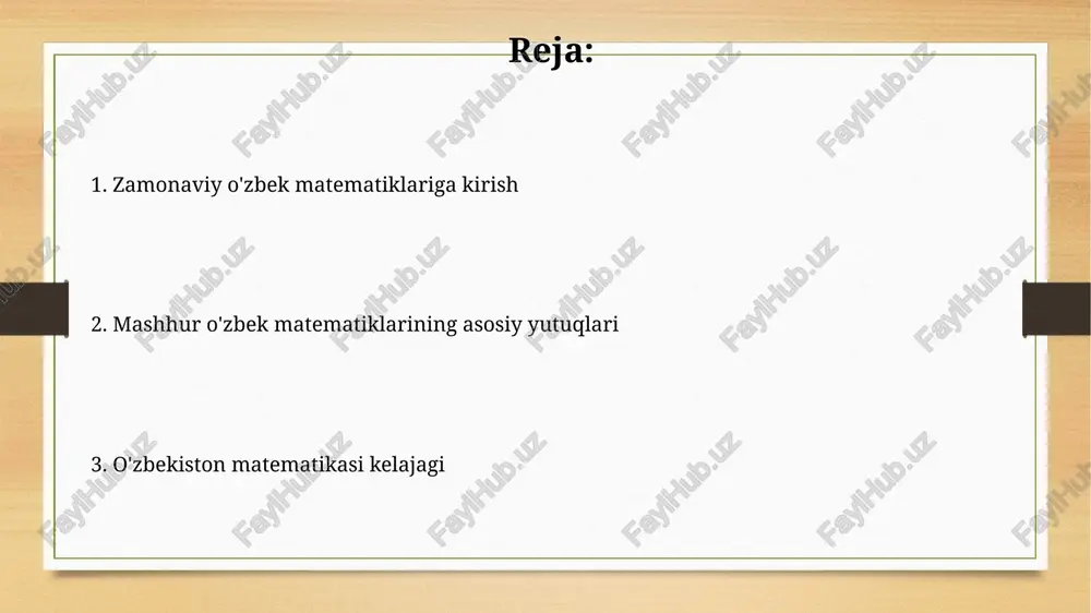 b boriladi, ularda fundamental va amaliy muammolar hal etiladi. v.i. romanovskiy nomidagi matematika instituti algebra, differensial tenglamalar va funksional analiz kabi yoʻnalishlarda 150 dan ortiq ilmiy xodimlar bilan faoliyat yuritadi. universitetlar va matematik ta'lim o'zbekistondagi universitetlar matematik ta'limda 60 dan ortiq bakalavriat yo'nalishlari va magistratura dasturlarini taklif etadi, bu sohadagi mutaxassislarni tayyorlash imkoniyatini oshiradi. zamonaviy o'zbek matematik ta'limi 2020-yildan boshlab ilg'or uslublar, xususan, masofaviy o'qitish texnologiyalari bilan integratsiyalashuv jarayonini faol ravishda rivojlantirmoqda. matematika sohasidagi yutuqlar va innovatsiyalar o'zbekistonlik matematiklar differensial tenglamalar sohasida sezilarli yutuqlarga erishdilar, xususan, singular buzilgan tenglamalar uchun asimptotik yechimlarni ishlab chiqishda muhim natijalarga erishildi. optimal boshqaruv nazariyasida fundamental yutuqlar mavjud, bu yerda o'zgaruvchan koeffitsientli sistemalar uchun optimal boshqaruv strategiyalarini ishlab chiqish muhim ahamiyatga ega. xalqaro hamkorlik va grantlar o'zbekistonlik matematiklar 2023-yilda yevropa ittifoqining horizon europe dasturidan 500,000 yevro miqdoridagi grantni qo'lga kiritib, algoritmlar nazariyasi bo'yicha tadqiqotlar olib borishmoqda. o'zbekiston milliy universiteti matematiklari 2024-yilda aqsh milliy fan fondi …