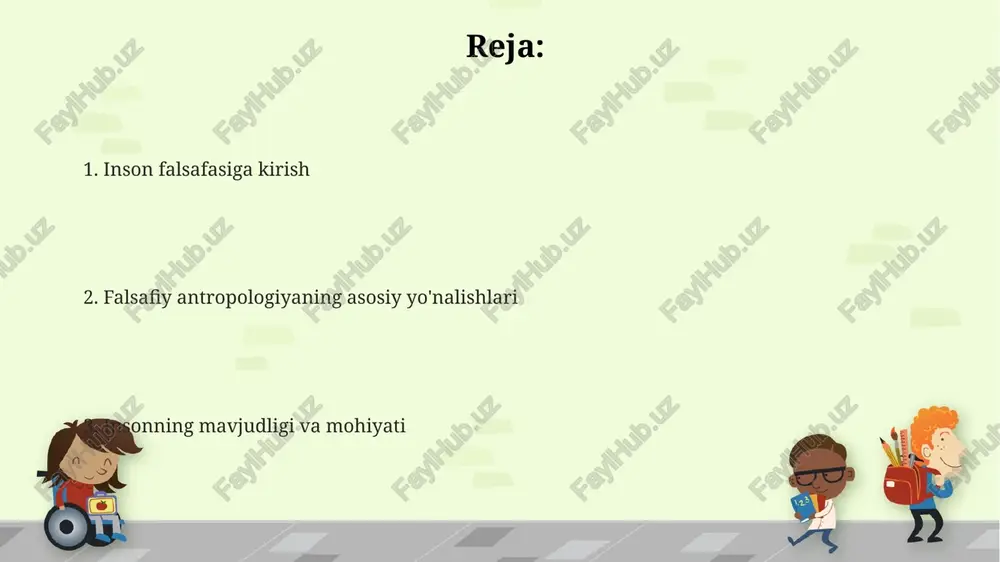 inligi va ijodiy salohiyati. pico della mirandola buni o'z asarlarida ta'kidlagan. renessans davri insonparvarlik fikrlari, leonardo da vinchi kabi universal shaxslar orqali ilm-fan, san'at va texnologiyaning gullab-yashnashiga katta ta'sir ko'rsatdi. yangi davr falsafasida inson muammosi dekartning 'men o'ylayman, demak men borman' degan mashhur g'oyasi, inson ongining mustaqilligini ta'kidlab, 1637 yilda yangi davr falsafasida paydo bo'ldi. yangi davr falsafasida insonning rolini aniqlash uchun 17-18-asrlarda ratsionalizm va empirizm kabi 2 ta yirik oqim rivojlandi. lokkning 'tabula rasa' konsepsiyasi 1690 yilda inson ongining tug'ilganda bo'sh taxta ekanligini va tajriba orqali shakllanishini ilgari suradi. ekzistensializmda inson ekzistensializmda absurd tushunchasi muhim: inson 0 nuqtadan boshlab ma'nosiz olamda yashaydi va o'zi 1 dan cheksizgacha ma'no yaratishi kerak. ekzistensializmda inson mohiyatdan avval keladi, shuning uchun 1-navbatda u oʻz mavjudligini his qiladi, keyin esa 2-bosqichda oʻzligini yaratadi. inson 100% erkinlikka ega va shuning uchun o'z hayoti, tanlovi uchun butunlay javobgardir, bu esa og'ir yuk (mas'uliyat) yuklaydi. buni unutmaslik …