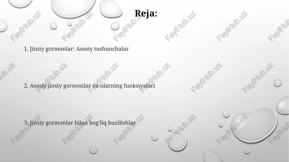 lar: ta'siri va funktsiyalari testosteron erkaklarda asosiy jinsiy gormon bo'lib, pubertat davrida erkaklik xususiyatlarining rivojlanishida muhim rol o'ynaydi va mushaklar massasini 15-20% ga oshiradi. dihidrotestosteron (dht) testosterondan hosil bo'lib, prostata bezining o'sishi va sochlarning to'kilishida muhim ahamiyatga ega. taxminan 5-10% testosteron dht ga aylanadi. lyuteinlovchi gormon (lh) gipofiz tomonidan ishlab chiqariladi va moyaklarni testosteron ishlab chiqarishga undaydi. lh darajasi 2-10 iu/l bo'lishi kerak. ayollarda jinsiy gormonlar: ta'siri va funktsiyalari folikula stimulyatsiya qiluvchi gormon (fsh) tuxumdonlarda folikulalarning rivojlanishini rag'batlantiradi, bu esa keyinchalik estrogen ishlab chiqarishga olib keladi. estrogen, progesteron kabi ayollik gormonlari 28 kunlik hayz davrining tartibga solinishida muhim rol o'ynaydi, endometriumning o'zgarishini boshqaradi. ayollarda testosteron kabi androgenlar mushak massasini saqlash, suyak zichligini qo'llab-quvvatlash va jinsiy xohishni boshqarishda oz miqdorda bo'lsa ham muhim ahamiyatga ega. jinsiy gormonlarning hayot davri bo'ylab o'zgarishi menopauzadan keyin ayollarda estrogen darajasi sezilarli darajada pasayadi, bu esa issiq chaqnashlar va suyak zichligining kamayishiga olib keladi, bu esa …