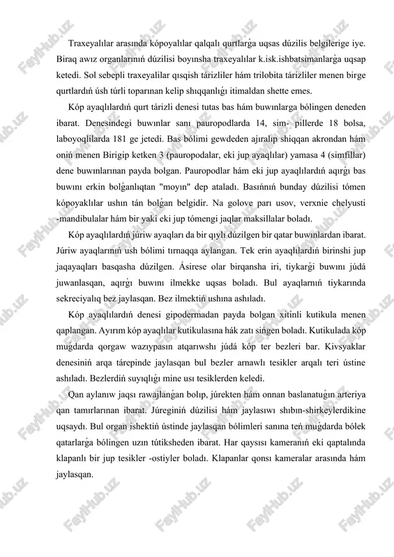 boyoqlilarda 181 ge jetedi. bas bólimi gewdeden ajıralıp shiqqan akrondan hám oniń menen birigip ketken 3 (pauropodalar, eki jup ayaqlılar) yamasa 4 (simfillar) dene buwınlarınan payda bolgan. pauropodlar hám eki jup ayaqlılardıń aqırǵı bas buwını erkin bolǵanlıqtan "moyın" dep ataladı. basıńnıń bunday dúzilisi tómen kópoyaklılar ushın tán bolǵan belgidir. na golove parı usov, verxnie chelyusti -mandibulalar hám bir yaki eki jup tómengi jaqlar maksillalar boladı. kóp ayaqlılardıń júriw ayaqları da bir qıylı dúzilgen bir qatar buwınlardan ibarat. júriw ayaqlarınıń ush bólimi tırnaqqa aylangan. tek erin ayaqlılardıń birinshi jup jaqayaqları basqasha dúzilgen. ásirese olar birqansha iri, tiykarǵi buwını júdá juwanlasqan, aqırǵı buwını ilmekke uqsas boladı. bul ayaqlarnıń tiykarında sekreciyalıq bez jaylasqan. bez ilmektiń ushına ashıladı. kóp ayaqlılardıń denesi gipodermadan payda bolgan xitinli kutikula menen qaplangan. ayırım kóp ayaqlılar kutikulasına hák zatı sińgen boladı. kutikulada kóp muǵdarda qorgaw wazıypasın atqarıwshı júdá kóp ter bezleri bar. kivsyaklar denesiniń arqa tárepinde jaylasqan bul bezler …
