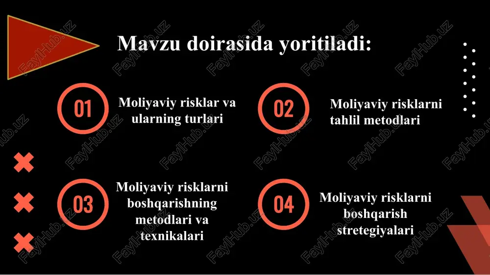 va uzoq muddatli foiz stavkalarining oshishi va kamayishi natijasida qimmatli qog'ozlar qiymatining pasayishi mumkin bo'lganda yuzaga keladi. bu kengroq atama bo'lib, asosiy risk, rentabellik egri chizig'i xavfi, optsion riski va qayta baholanish xavfi kabi bir nechta komponentlarni o'z ichiga oladi. valyuta riski milliy va xorijiy valyutalar o'rtasidagi almashuv kurslarining o'zgarishi tufayli yuzaga keladi. ushbu xavfdan eng ko'p ta'sir ko'rsatadigan mintaqalar bo'ylab ishlaydigan va turli valyutalarda to'lovlarni amalga oshiradigan mnclardir. valyuta riskiga o’xshash tovar riski oltin, kumush va boshqalar kabi tovarlarning tebranishlari tufayli yuzaga keladi. biroq, valyuta risklaridan farqli o'laroq, tovar risklari nafaqat transmilliy kompaniyalarga, balki fermerlar, kichik biznes korxonalari, tijorat savdogarlari kabi oddiy odamlarga ham ta'sir qiladi. , eksport qiluvchilar va hukumatlarga ta’sir qiladi. bozor tavakkalchiligining oxirgi komponenti kapital bahosi riski bo'lib, u moliyaviy mahsulotlarning qimmatli qog'ozlari bahosining o'zgarishini bildiradi. xususiy kapital iqtisodiyotdagi har qanday o'zgarishlarga eng sezgir bo'lganligi sababli, qimmatli qog'ozlar narxi riski bozor riski modellarining eng muhim qismlaridan …