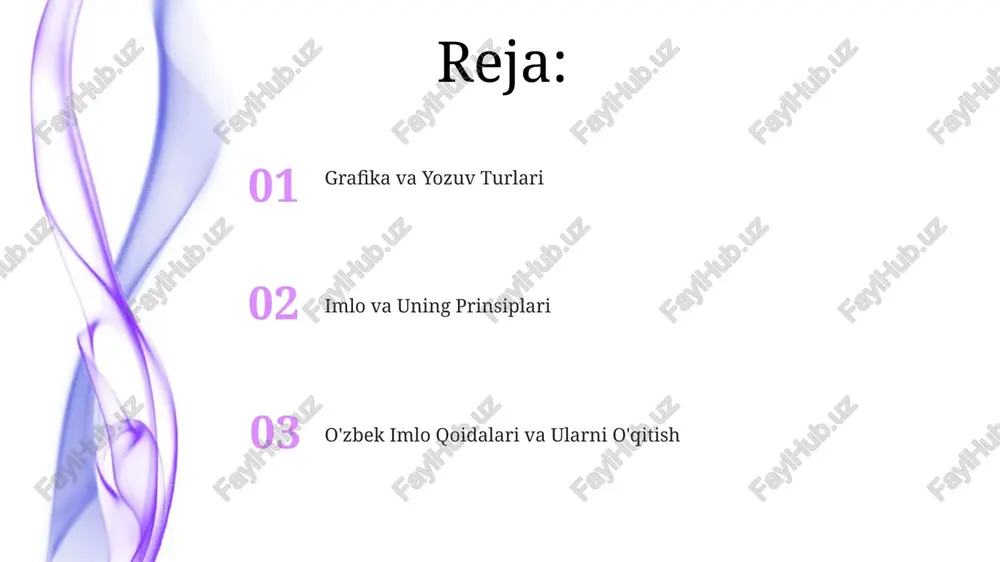 ng sifatini 50% gacha pasaytirishi mumkin, shu sababli imlo qoidalariga rioya qilish muhim ahamiyatga ega, ayniqsa rasmiy hujjatlarda. imlo prinsiplari (fonetik, morfologik, tarixiy) fonetik prinsip so'zlarning talaffuziga asoslanadi, ya'ni so'zlar qanday eshitilsa, shunday yoziladi. masalan, 'suv' so'zi 3 ta harfdan iborat bo'lib, talaffuzi bilan mos keladi. morfologik prinsip so'zlarning tarkibiga e'tibor beradi; so'zning o'zagi va qo'shimchalari saqlanib qoladi. o'zbek tilida 'kitoblar' so'zida 'kitob' o'zagi va '-lar' ko'plik qo'shimchasi bor. tarixiy prinsip an'analarga asoslanib, so'zlarning tarixiy yozilishini saqlab qoladi, garchi talaffuzi o'zgargan bo'lsa ham. bu prinsip 100 dan ortiq eski so'zlarda uchraydi. o'zbek imlosi qoidalari o'zbek imlosida "ng" diftongi "ng" harflari bilan ifodalanadi va bu undosh qo'shilmasi so'z o'rtasida va oxirida keladi, masalan, "o'ng" so'zida aniq ko'rinadi. o'zbek imlosida unli tovushlar guruhini ifodalashda 11 ta harf ishlatiladi, ulardan 6 tasi asosiy unlilar (a, e, i, o, u, oʻ) va 5 tasi ularning variantlari yoki kombinatsiyalarini ifodalaydi. o'zbek imlosida so'zlarning qo'shib yozilishi, …