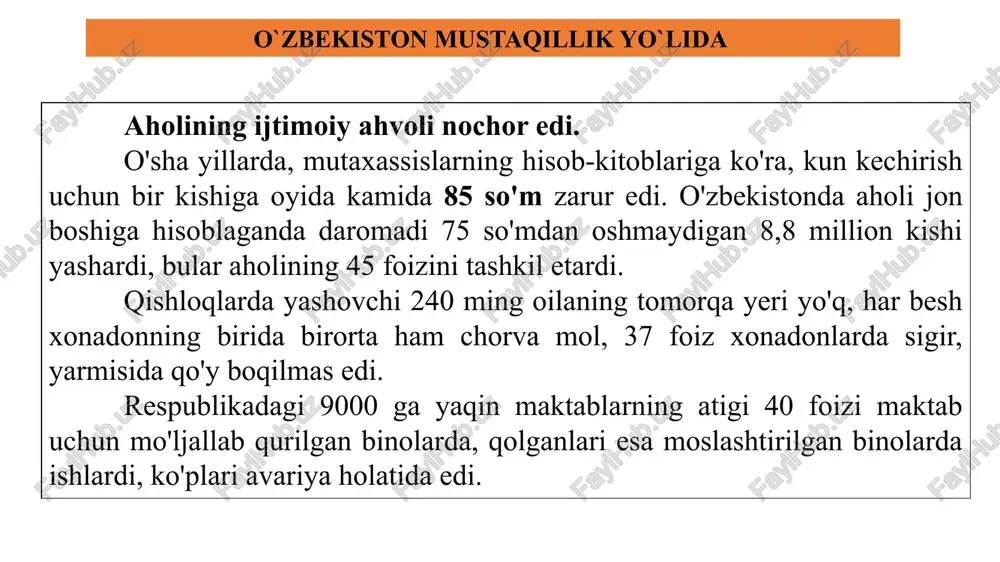tili bayrami kuni» deb belgilandi. alisher navoiy nomidagi toshkent davlat o‘zbek tili va adabiyoti universitetining faoliyati yo‘lga qo‘yildi. bu yerda fol’klorshunoslik, dialektologiya, turkalogiya, matnshunoslik kabi yo‘nalishlar ochildi. alisher navoiy nomli toshkent davlat o’zbek tili va adabiyoti universiteti universitet oʻzbekiston respublikasi prezidentining 2016-yil 13-maydagi farmoniga koʻra tashkil etilgan. toshdoʻtauda 2021/2022 oʻquv yilidan 4 ta fakultet, 16 ta kafedra faoliyat olib bormoqda. universitetda 13 ta bakalavriat taʼlim yoʻnalishlari va 11 ta magistratura mutaxassisliklari mavjud. 1990-yil 24 mart kuni oliy sovetining xii chaqiriq 1 – sessiyasi sssr doirasida birinchi bo`lgan siyosiy hujjatni — «o`zbekistonda prezidentlik boshqaruvi ta'sis etish to`g`risida»gi qarorni qabul qildi. o`zbekiston kompartiyasi mk birinchi kotibi islom abdug`aniyevich karimov o`zbekiston ssr prezidenti etib saylandi islom karimov mustaqillik dekloratsiyasi 1990-yil 20 iyunda respublika oliy soveti tomonidan 12 moddadan iborat bo`lgan «mustaqillik deklaratsiyasi»ning qabul qilindi. mazkur hujjat o`zbekiston qonunlarining ittifoq qonunlaridan ustuvorligini ta'minladi. shu bilan birga, «mustaqillik deklaratsiyasi» o`zbekistonning 1991-yil 31 avgustga qadar mavjud …