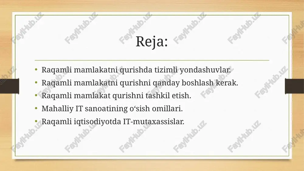 ay raqamli tizimlarning barchasi bir-biridan u yoki bu tarzda farq qiladi va bu farqlar mumkin emas va ularni 100% nazorat qilish shart emas. misol uchun, bir xil modeldagi zamonaviy mobil telefonlar bir vaqtning o'zida o'xshash (ommaviy ishlab chiqarilgan) va individualdir, chunki har bir egasi o'z mobil ilovalarini o'rnatadi. umumiy va maxsus komponentlardan noyob raqamli tizimlarni sanoatda qurishni o'rganish kerak.va bunday yondashuv erkin, cheklanmagan va nazoratsiz raqobat dunyosiga zid bo'lganligi sababli, bu mamlakatning milliy xususiyatlaridan kelib chiqadigan tarixiy imkoniyat - murakkab muammolarni kelishilgan holda hal qilish uchun resurslarni jamlash qobiliyatidir. shu bilan birga, mos yozuvlar raqamli platformalar (yoki protoplatformalar) ri hududlarida va hududiy makonda murakkab raqamli tizimlarni qurish uchun muhim me'moriy tuzilma hisoblanadi (1-rasm). raqamli mamlakatni barpo etish – bu butun mamlakatni tizimli takomillashtirish, jumladan, aholi turmush darajasini oshirish, biznes yuritish va davlat boshqaruvi samaradorligini oshirishdir. bunday holda, "raqam" faqat izchillikka erishish vositasi sifatida ishlatiladi, masalan: • raqamli qonunlar hamma uchun …