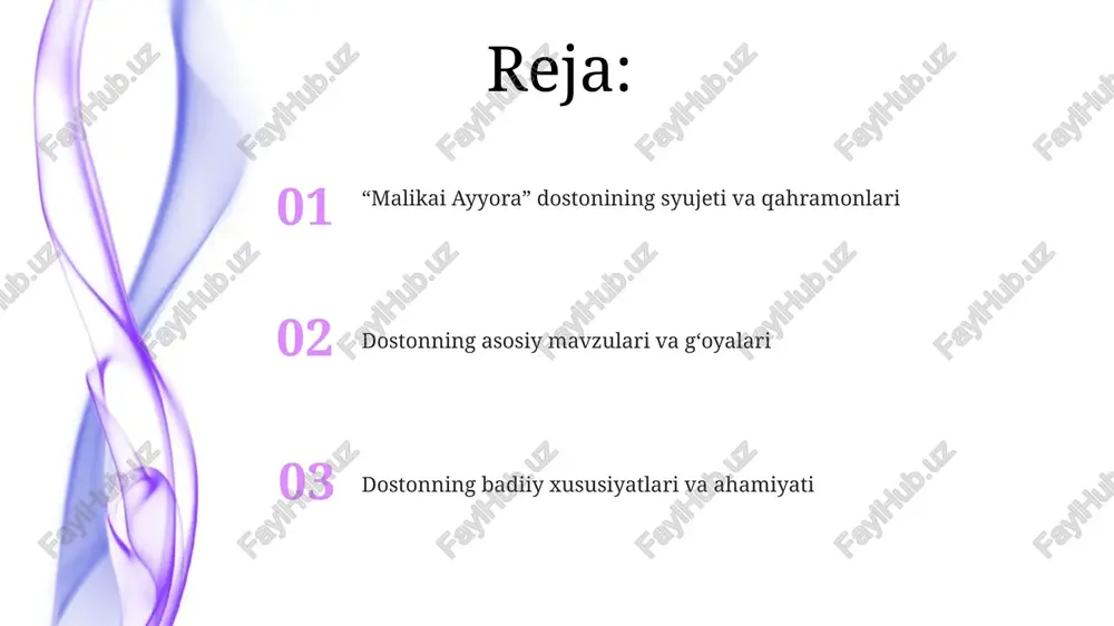 lika ayyor obrazi sharq ayollariga xos aql-zakovat, jasorat va sadoqat timsoli sifatida gavdalanadi, u oʻz xalqini himoya qilish yoʻlida kurashadi. e'tiboringiz uchun rahmat @taqdimot_robot image4.png image1.jpeg image2.jpeg image3.jpeg