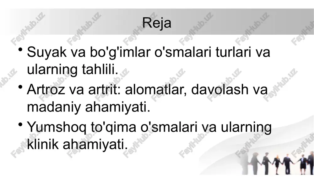 adaniyatida artroz kasalligi ko'pincha katta yoshdagi odamlarda uchraydi va ular oila va jamiyatda hurmat-ehtirom bilan qaraladi. artrit: davolash usullari va jamiyatdagi o'rni. 1 artrit davolash artritni davolash uchun dori-darmonlar, fizioterapiya va hayot tarzi o'zgarishlari qo'llaniladi. har bir bemorning ehtiyojlariga mos keladigan individual yondashuv zarur. 2 dori vositalari yallig'lanishni kamaytirish va og'riqni boshqarish uchun steroid bo'lmagan yallig'lanishga qarshi dorilar (nsaid) va kortikosteroidlar keng qo'llaniladi. 3 jamiyatdagi o'rni artrit bemorlarining jismoniy cheklovlari jamiyatda ishtirok etishiga ta'sir qiladi. qo'llab-quvvatlovchi guruhlar va ijtimoiy xizmatlar yordam berishi mumkin. yumshoq to'qima o'smalari: turlari va diagnostika. o'sma turlari yumshoq to'qima o'smalari lipoma, fibroma, va sarkoma kabi turlarga ajraladi. har bir tur o'ziga xos klinik belgilar va rivojlanish xususiyatlariga ega. diagnostika usullari yumshoq to'qima o'smalarini diagnostika qilishda ultratovush, mri, va biopsiya keng qo'llaniladi. bu usullar o'smalarni aniqlash va tasniflashda muhim ahamiyatga ega. klinik belgilar yumshoq to'qima o'smalarining belgilariga og'riq, shish, va harakat cheklanishi kiradi. har bir simptom o'smaning …