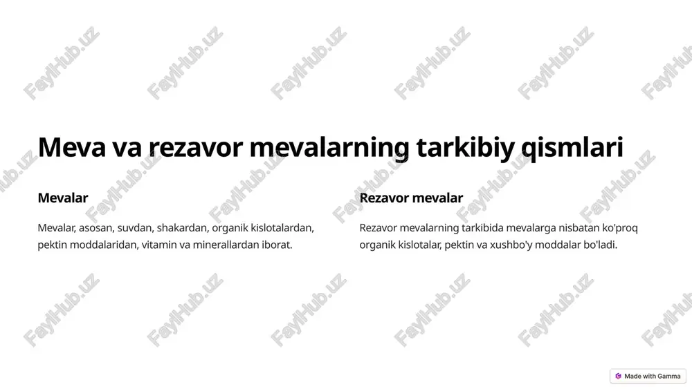 trlash. sharbat mahsulotlarini tozalash va filtrdan o'tkazish filtrdan o'tkazish sharbatni cho'kmalar va kichik zarralardan tozalash. tozalash zararli moddalar, qoldiqlar va begona narsalardan tozalash. sifatli sharbat ishlab chiqarishning asosiy bosqichlari 1 tayyorlash mevalarni yuvish, tozalash va maydalash. 2 sharbat olish mevalardan sharbatni ajratib olish. 3 tozalash sharbatni tozalash va filtrlash. 4 qadoqlash sharbatni qadoqlash va saqlash. image1.png image2.png image3.png image4.png image5.png image6.png image7.png image8.png image9.png image10.png image11.png image12.png image13.png image14.png image15.png image16.png image17.png image18.png image19.png image20.png