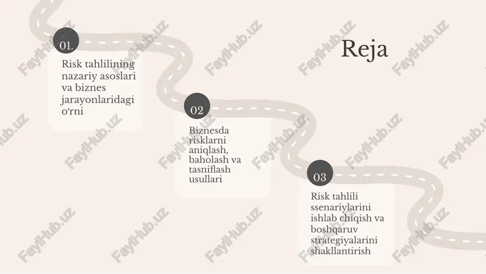 hbu bosqichlar o'rtasidagi aloqalar risklarni samarali boshqarish uchun muhimdir. aniqlash, baholash va nazorat qilish jarayonlari o'zaro bog'liq bo'lib, umumiy risk boshqaruv tizimining asosini tashkil etadi. risk tahlilida metodologiyalar risk tahlilida keng qo‘llaniladigan metodlar orasida swot, fmea, monte carlo va ekspert baholash mavjud. swot kompaniyaning kuchli va zaif tomonlarini aniqlashda, fmea muammo va ularning ta'sirini baholashda, monte carlo esa simulyatsiya yordamida ehtimolliklarni o‘rganishda yordam beradi. ekspert baholari esa tajribali mutaxassislarning fikrlarini hisobga oladi. bu metodlar biznes jarayonlariga katta ta'sir ko‘rsatadi, ularning har biri o‘ziga xos afzalliklar va cheklovlarga ega. to‘g‘ri metodlarni tanlash va ularni kombinatsiyalash risklarni boshqarish samaradorligini oshiradi, shuningdek, biznes qarorlariga asos bo‘lib xizmat qiladi. risk tahlilining amaliyotdagi o‘rni va ahamiyati katta. u biznes strategiyalarini shakllantirishda muhim rol o‘ynaydi, tahdidlar va imkoniyatlarni aniqlashga yordam beradi. amaliy misollar va muvaffaqiyatli tajribalar orqali, kompaniyalar uzoq muddatli muvaffaqiyatga erishadi. masalan, yirik kompaniyalar risklarni boshqarish uchun maxsus metodologiyalar va texnologiyalardan foydalanadi, bu esa ularning …