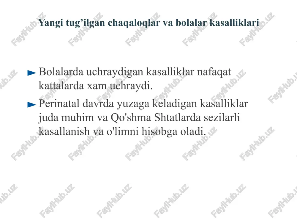 mtaga o'xshash shikastlanishlari xomila o'sishning buzilishi xomila o'sishning kechikishi (xo’k) bolalarda ultratovush (ultratovush) ma'lumotlariga ko'ra, ular kerak bo'lganidan kichikroq bo'lsa, xususan, bolaning vazni ma'lum bir homiladorlik yoshi uchun 10 foizdan past bo'lsa, tashxis qilinadi. xomilaning o'lchamining homiladorlik davriga mos kelishini aniqlash uchun maxsus foizli jadvallar mavjud. xomila o'sishning buzilishi agar o'sish uchun zarur bo'lgan kislorod va ozuqa moddalari yetarli bo'lmasa, bola to'g'ri rivojlanmasligi mumkin. kamdan kam hollarda, rivojlanish kechikishining sababi genetik anomaliya bo'lishi mumkin. xo’kning eng ko'p uchraydigan sabablari quyidagilardan iborat: platsenta rivojlanishidagi og'ishlar, bu bolani kislorod va boshqa oziq moddalar bilan ta'minlaydi. plasenta juda kichik, noto'g'ri shakllangan yoki bachadondan ajralib qolgan bo'lsa, to'g'ri ishlamasligi mumkin. agar platsenta juda past bo'lsa (platsenta previa), bu ham xo’k xavfini oshirishi mumkin. xomila o'sishning buzilishi surunkali gipertenziya yoki preeklampsiya kabi kasalliklar (ayniqsa, ikkinchi trimestrda rivojlanadigan og'ir preeklampsiya va surunkali gipertenziya va bir vaqtning o'zida preeklampsiya bo'lsa), yurak va buyrak kasalliklari, anemiyaning ayrim turlari …