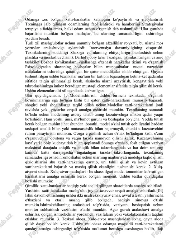 ushuntirish mumkin; bu ijtimoiy me'yorlarni hisobga olgan holda va ijtimoiy qo'llab-quvvatlash yoki o'z-o'zini mustahkamlashga erishish uchun.ijtimoiy ko'nikmalarning ahamiyati ularning shaxsning yaxshiroq psixologik moslashuvi bilan o'zaro munosabati bilan beriladi.[2] shunday qilib, izolyatsiya, mehr-muhabbat etishmasligi va mumkin bo'lgan affektiv buzilishlardan saqlanish.shaxsning kundalik hayotida ijtimoiy ko'nikmalarning foydaliligi quyidagi jihatlarda namoyon bo'ladi: ular ba'zi ijtimoiy holatlar oldida stress va tashvish darajasini pasaytiradi ular boshqa odamlar bilan o'zaro aloqada kontekst sifatida harakat qilishadi inson uchun qadrli odamlar tomonidan mustahkamlashni oshiring ular shaxslararo munosabatlarni himoya qiladi va rivojlantiradi o'z-o'zini hurmat qilishni oshirishga yordam beradi ushbu treningning asosi yoki o'ziga xos xususiyati ob'ektiv xatti-harakatni tegishli tarzda bajaradigan, keyinchalik takrorlash, mumkin bo'lgan xatolarni tuzatish va bosqichma-bosqich takomillashtirishni amalga oshiruvchi uchinchi shaxsning kuzatuvidan iborat. buning uchun o'rganishga harakat qilayotgan odam professionaldan ijobiy va salbiy ta'sirlarni oladi. dinamik istalgan xulq-atvorni yoki xatti-harakatni eng ko'p vaziyatlarda, imkon qadar eng xilma-xil va realistik tarzda takrorlash va mashq qilishdan iborat.[3] ijtimoiy ko'nikmalarni o'qitishning …