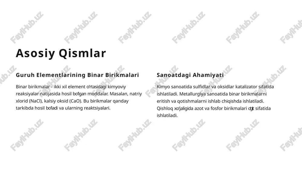 guruh elementlarining binar birikmalari va sanoatdagi ahamiyati - Page 2