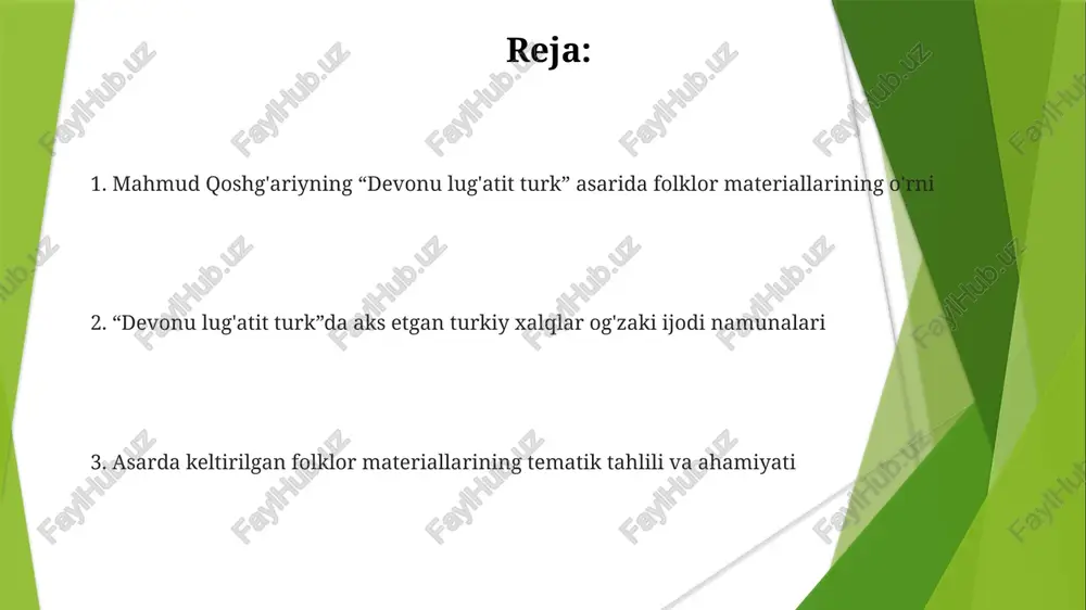 jodining 280 dan ortiq maqol va matallari, shuningdek, 80 ga yaqin qo'shiq va doston parchalarini uchratish mumkin. asarda turkiy qabilalarning urf-odatlari, marosimlari, afsonalari, jumladan, 10 dan ortiq qahramonlik eposlari, masalan, alp er tonga haqidagi rivoyatlar keng yoritilgan. e'tiboringiz uchun rahmat