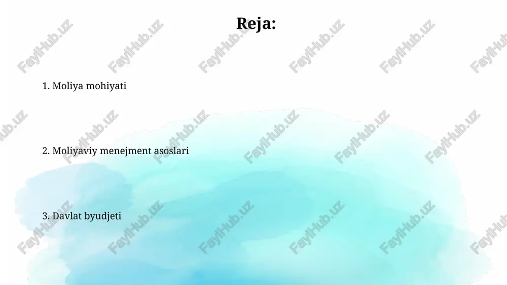 shtirish amalga oshiriladi hamda monitoring olib boriladi. o'zbekistonda moliyaviy siyosat o'zbekistonda moliyaviy siyosatning asosiy maqsadi 2030 yilgacha yalpi ichki mahsulotni (yaim) ikki barobarga oshirish va aholi farovonligini oshirishga qaratilgan. davlat byudjeti daromadlarini oshirish uchun soliq siyosati takomillashtirilmoqda, shu jumladan qqs stavkasini optimallashtirish va soliq ma'muriyatchiligini kuchaytirish muhim ahamiyatga ega. e'tiboringiz uchun rahmat image2.jpg image3.jpg image4.jpg image5.jpg image6.jpg image7.jpg image1.png